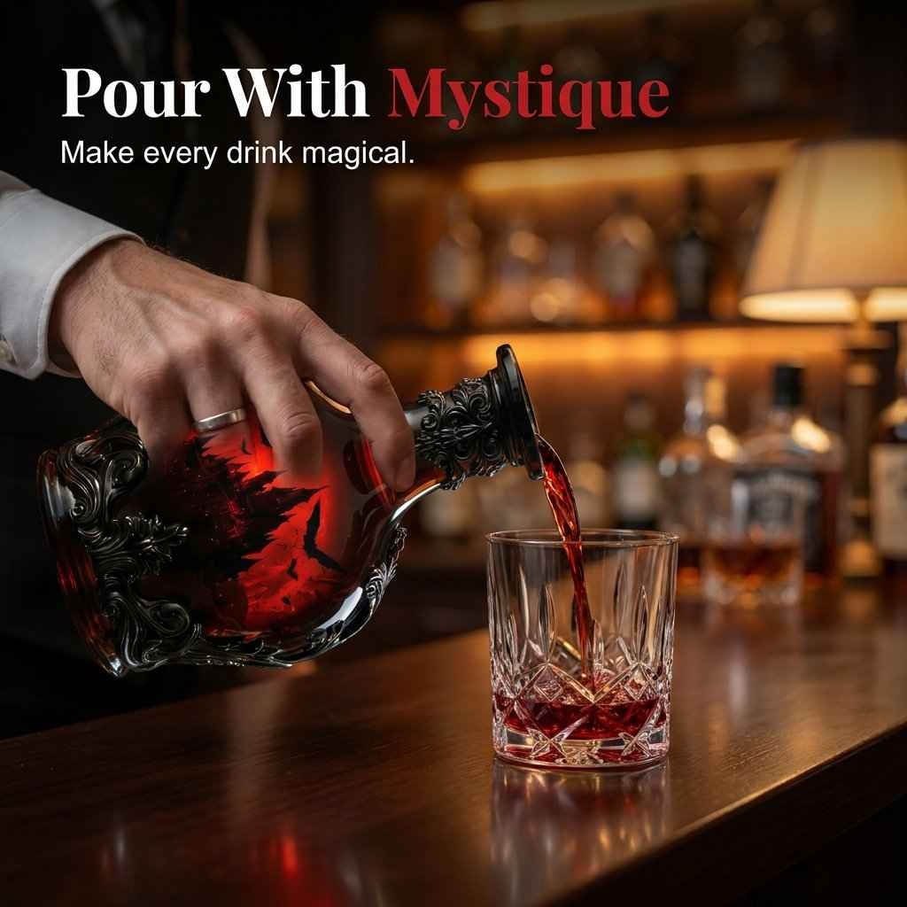 💥50% SAVINGS💀 Magic Potion Vampire Whiskey Decanter | Gothic Castle Glass Bottle Decor