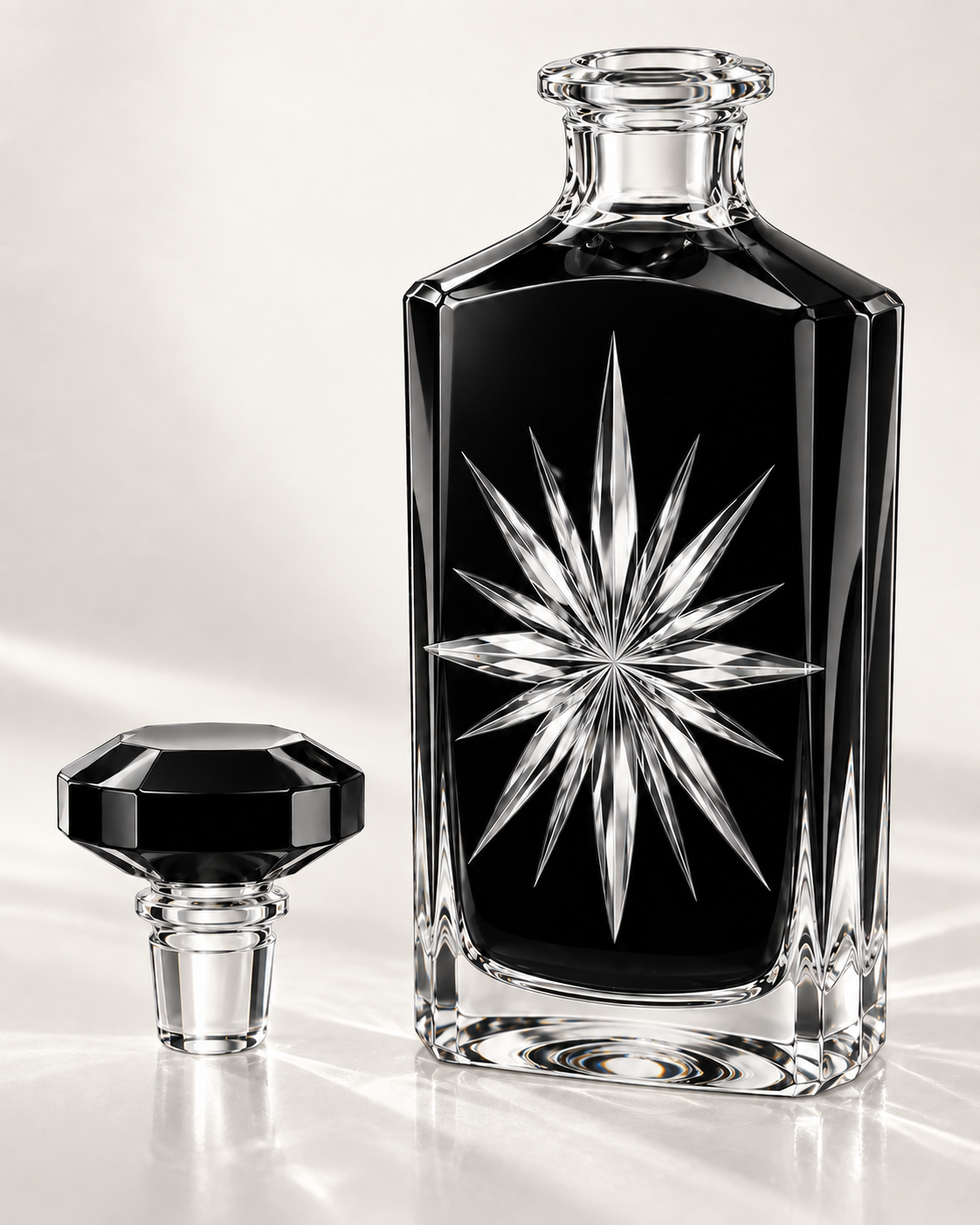 Kaelvorny Obsidian Star Luxury Crystal Decanter Set — The Nocturne Facets Collection