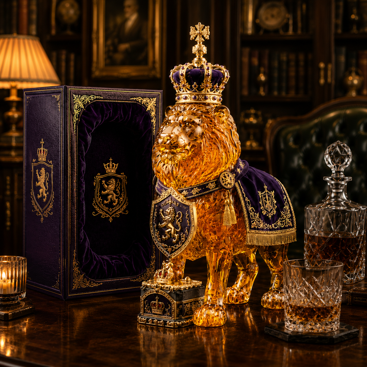 👑Crown 87th Anniversary Royal Lion Whiskey Bottle( by Oaktroveco®)