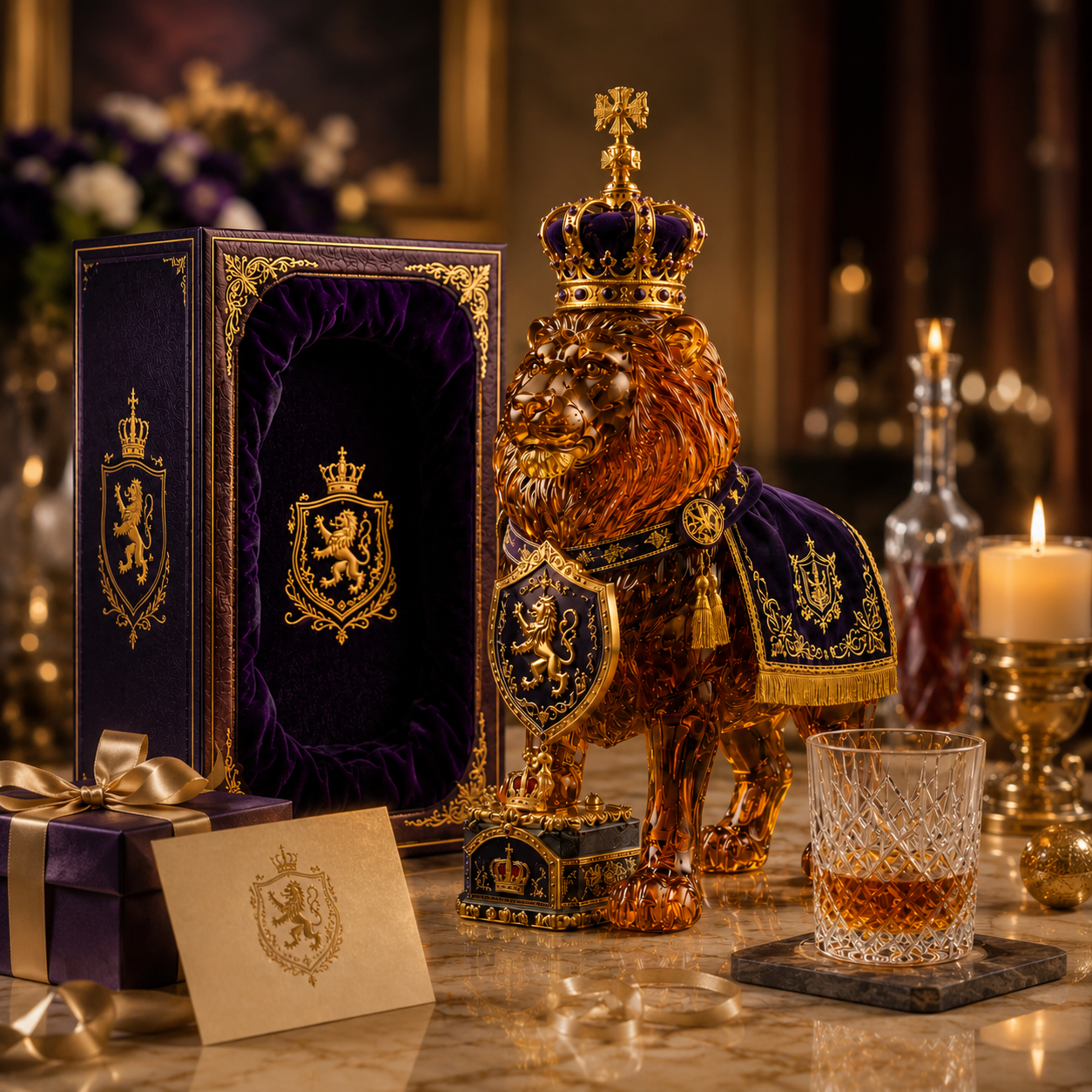 👑Crown 87th Anniversary Royal Lion Whiskey Bottle( by Oaktroveco®)