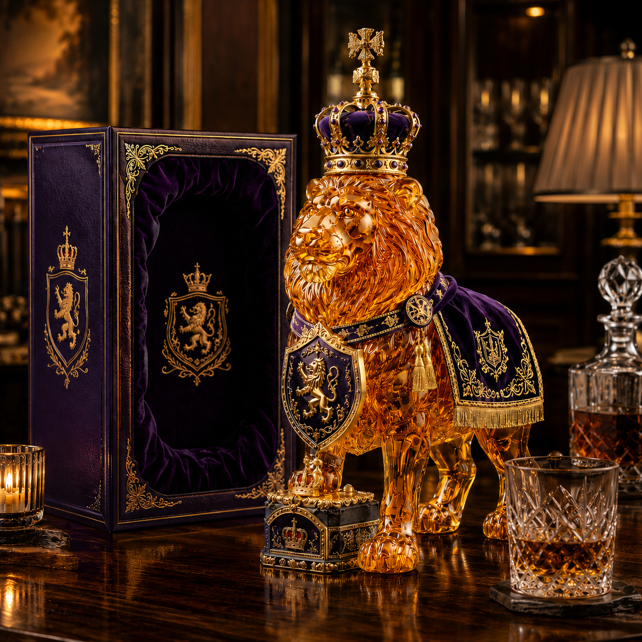 👑Crown 87th Anniversary Royal Lion Whiskey Bottle( by Oaktroveco®)