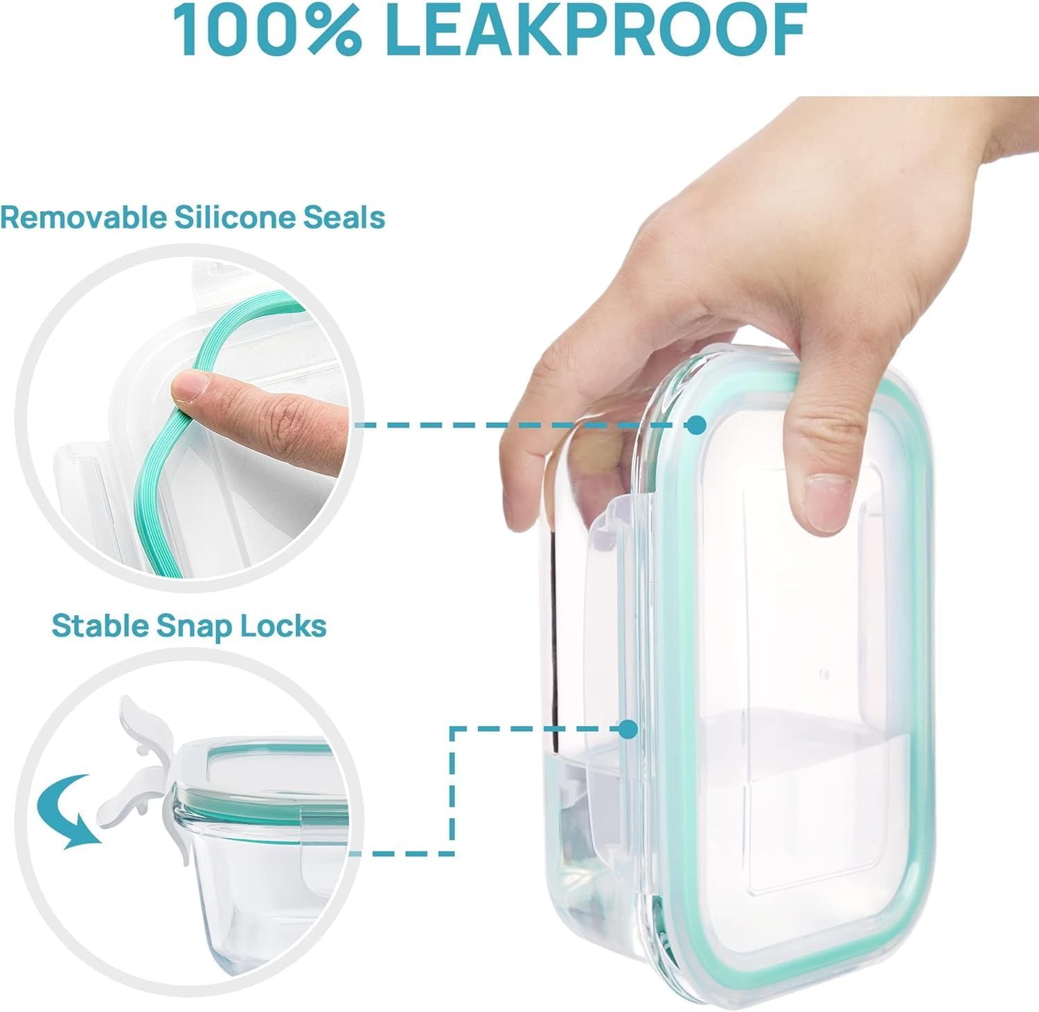 8 Pack Glass Food Storage Containers with Airtight Lids