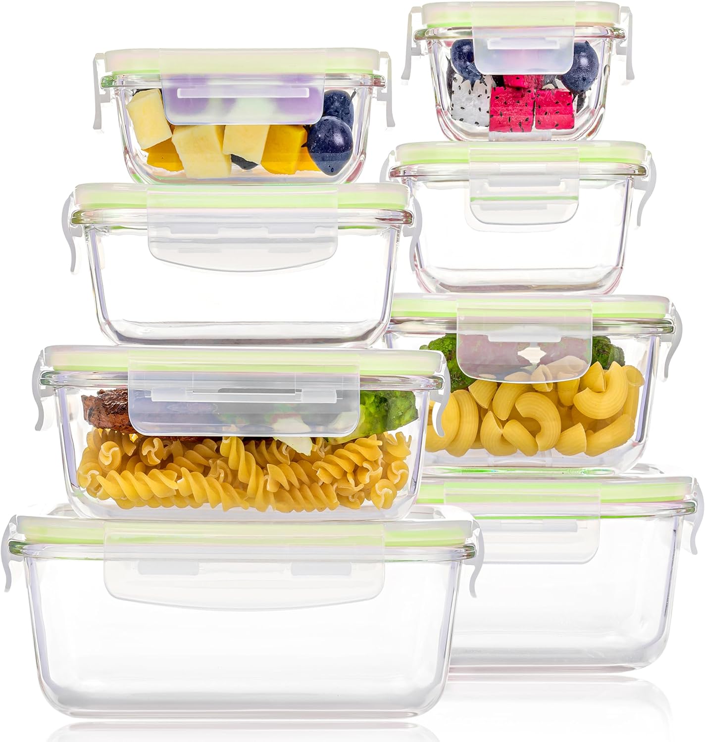 8 Pack Glass Food Storage Containers with Airtight Lids