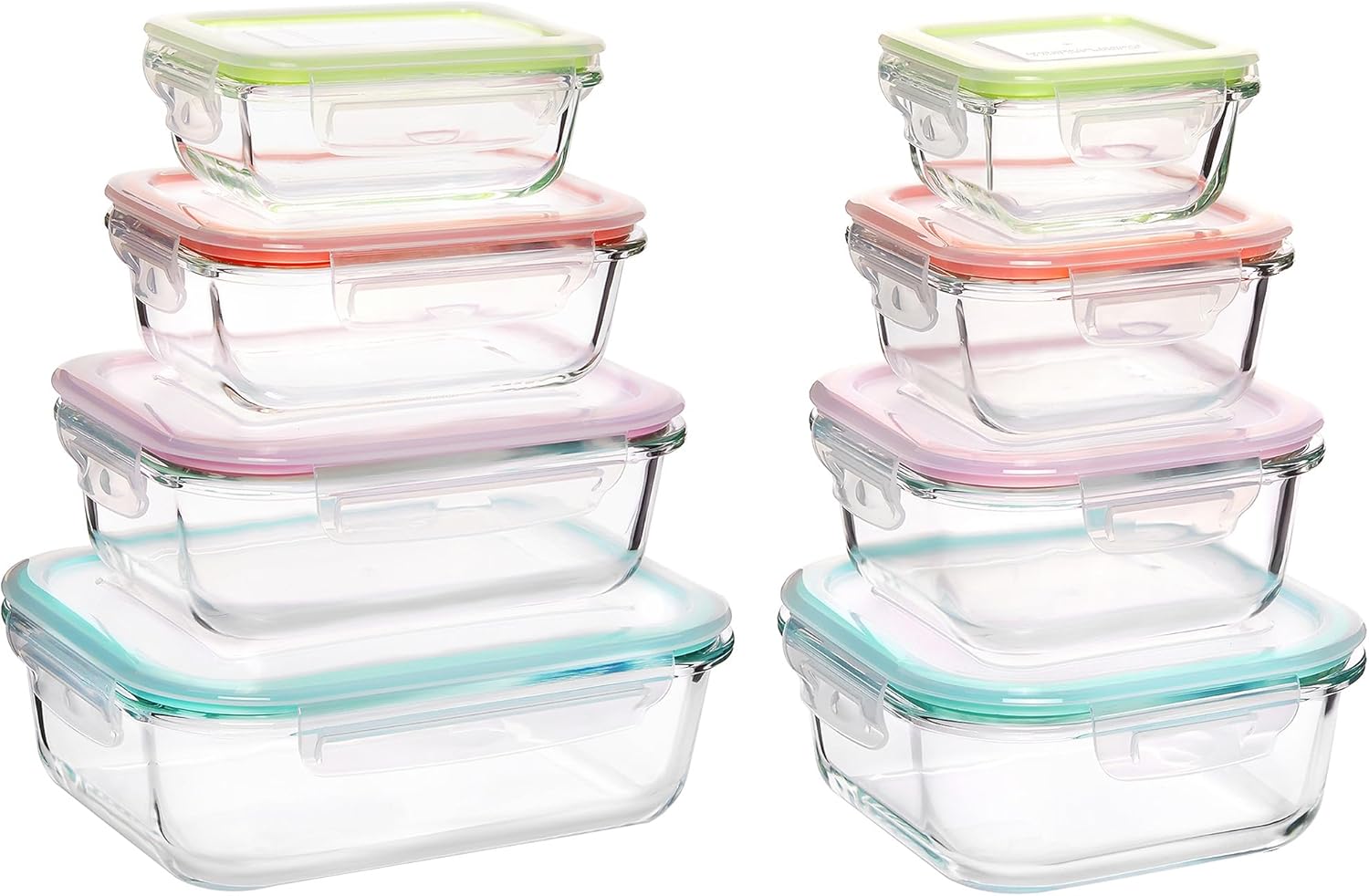 8 Pack Glass Food Storage Containers with Airtight Lids