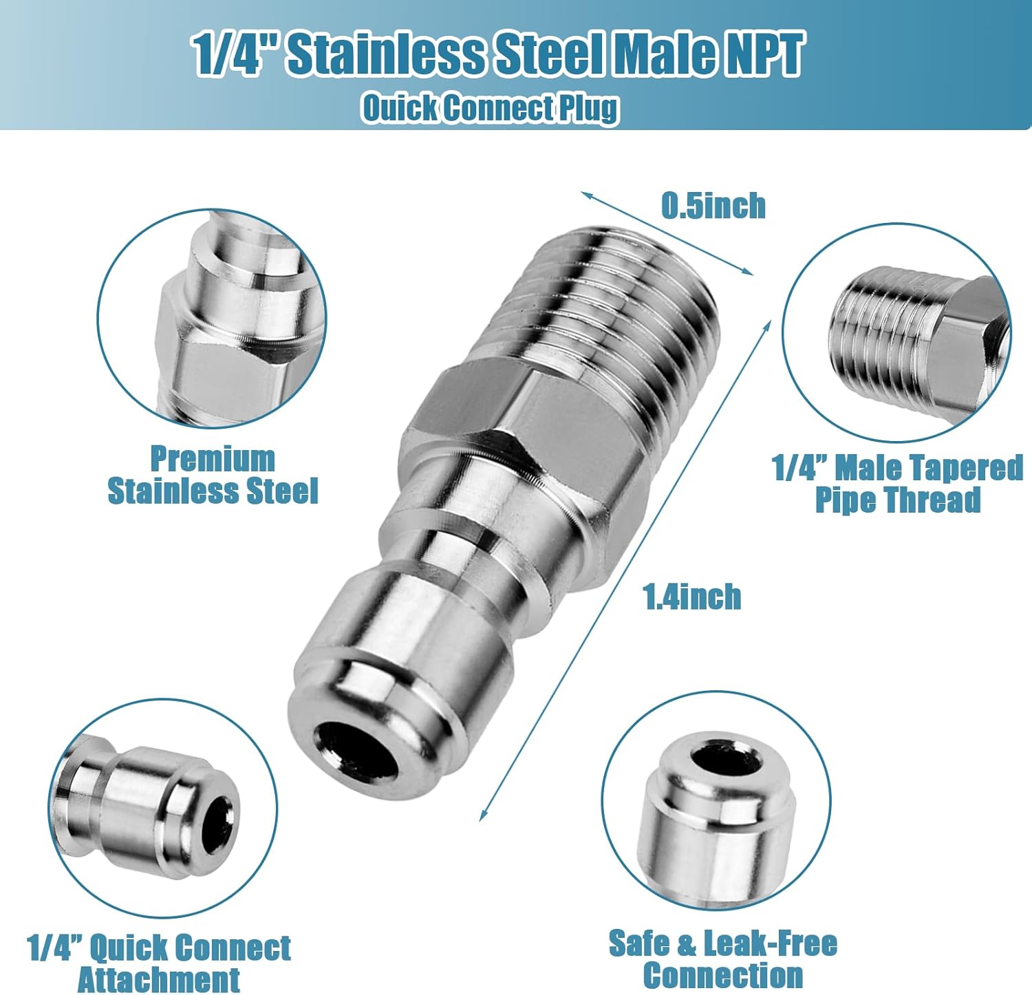2 Sets NPT 1/4 Inch Pressure Washer Coupler Quick