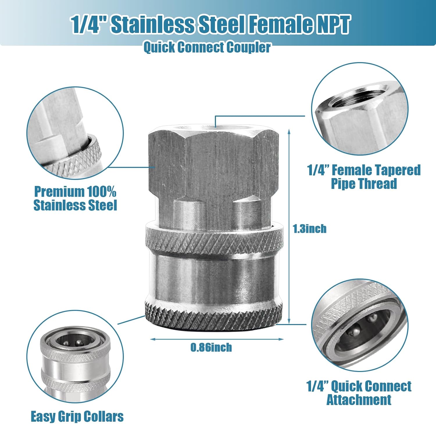 2 Sets NPT 1/4 Inch Pressure Washer Coupler Quick