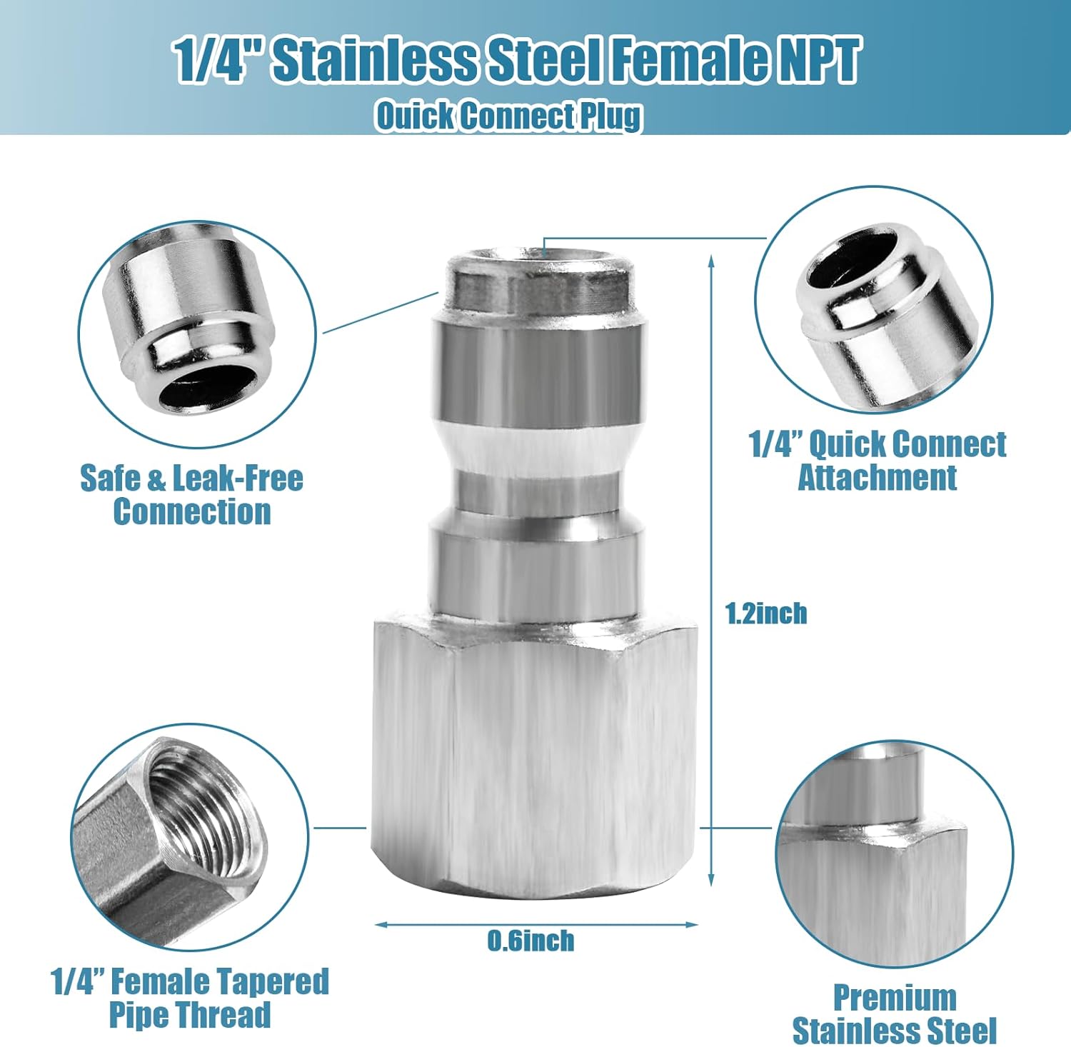 2 Sets NPT 1/4 Inch Pressure Washer Coupler Quick