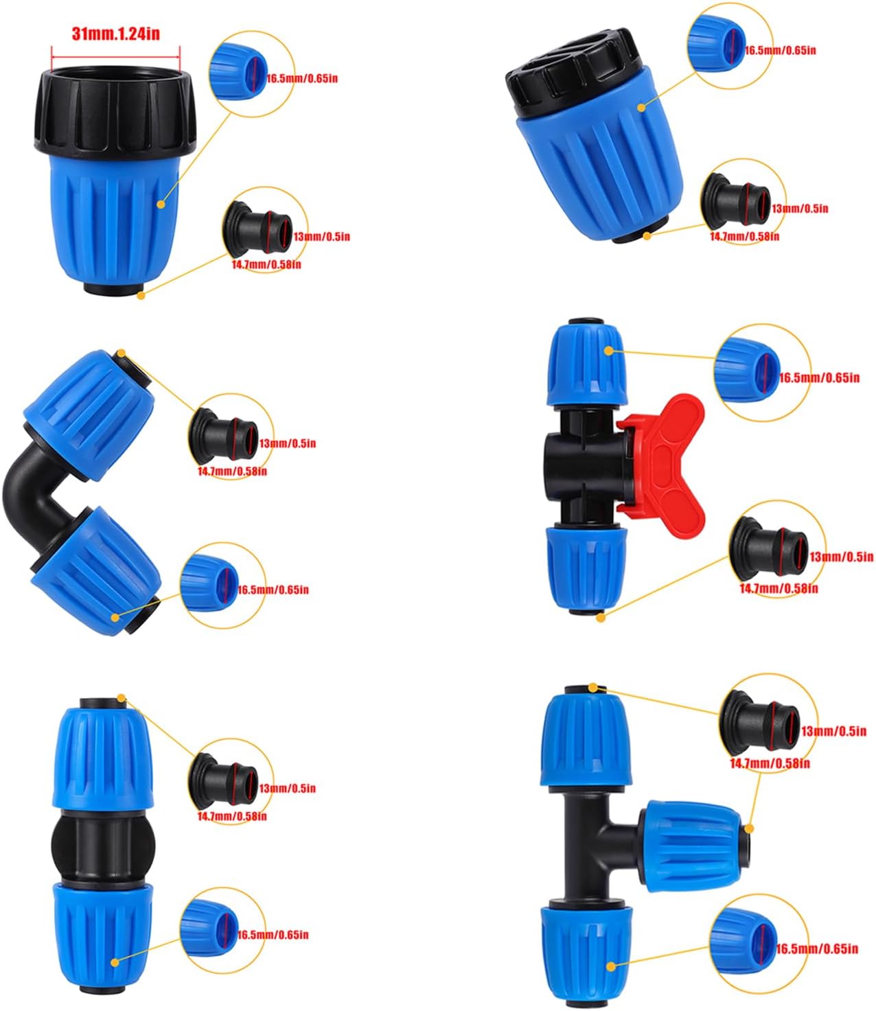 1/2 Inch Drip Irrigation Fittings Kit