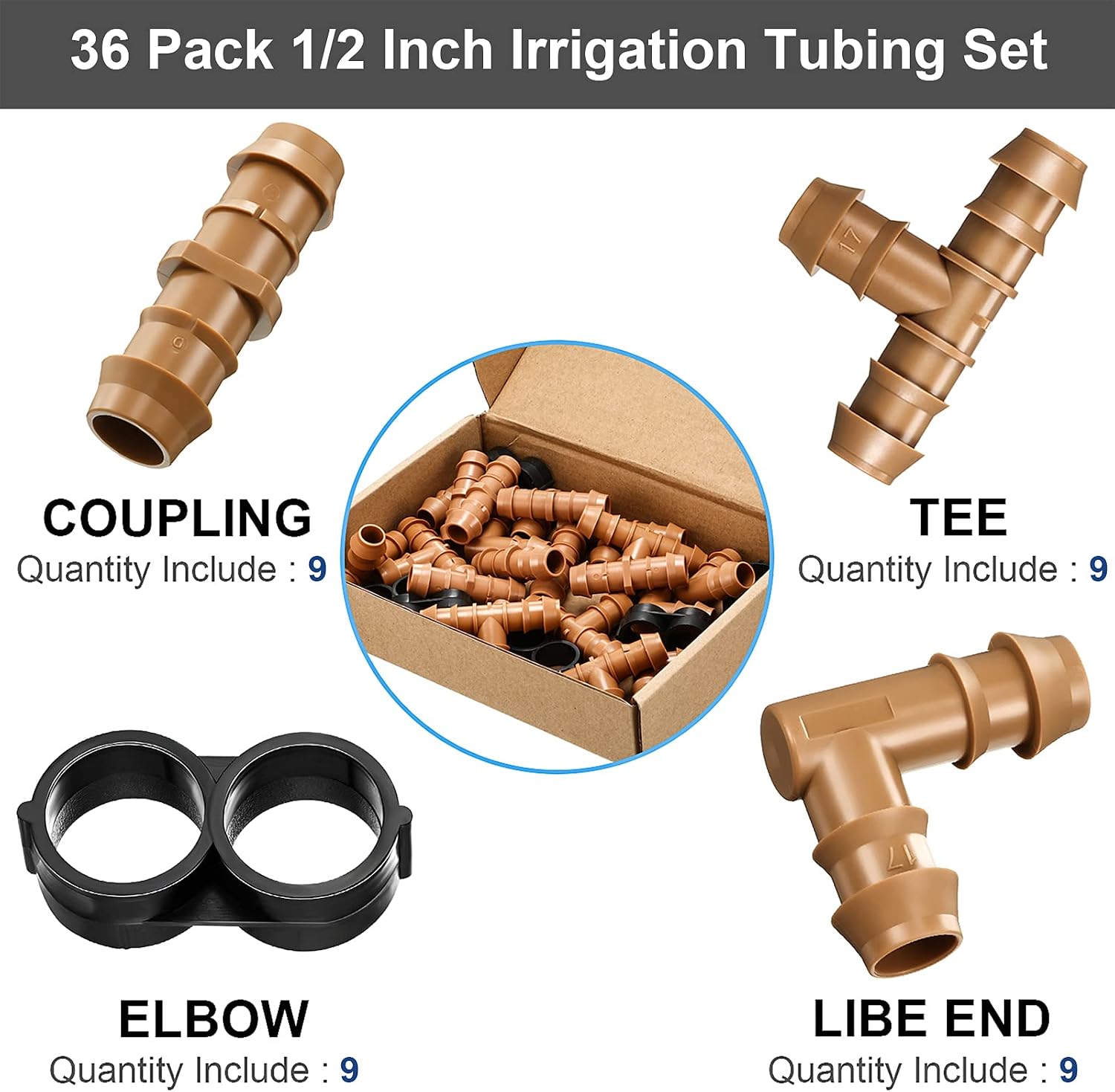 1/2 Inch Drip Irrigation Tubing Fittings