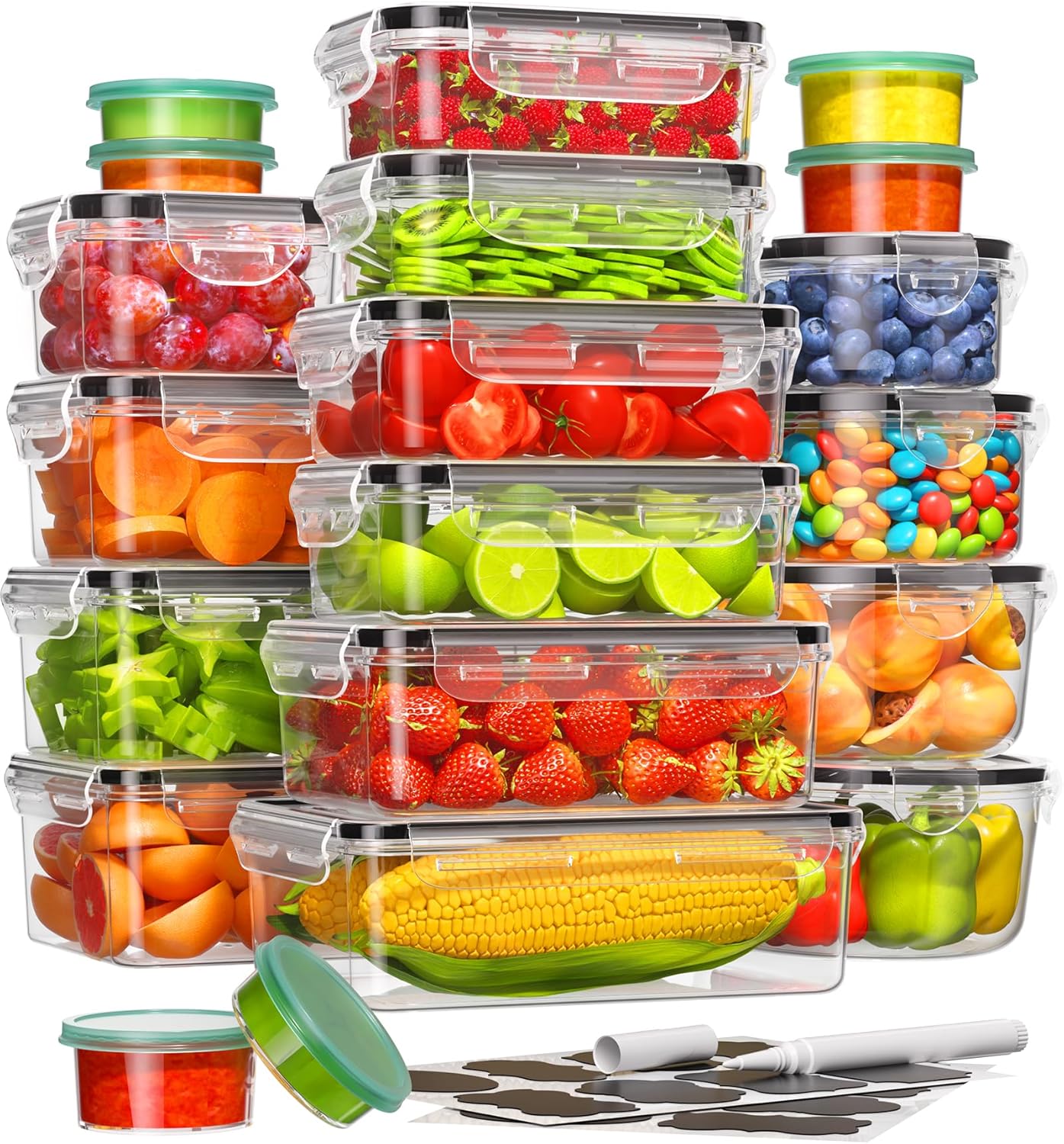40 Piece Food Storage Containers with Lids, BPA-Free