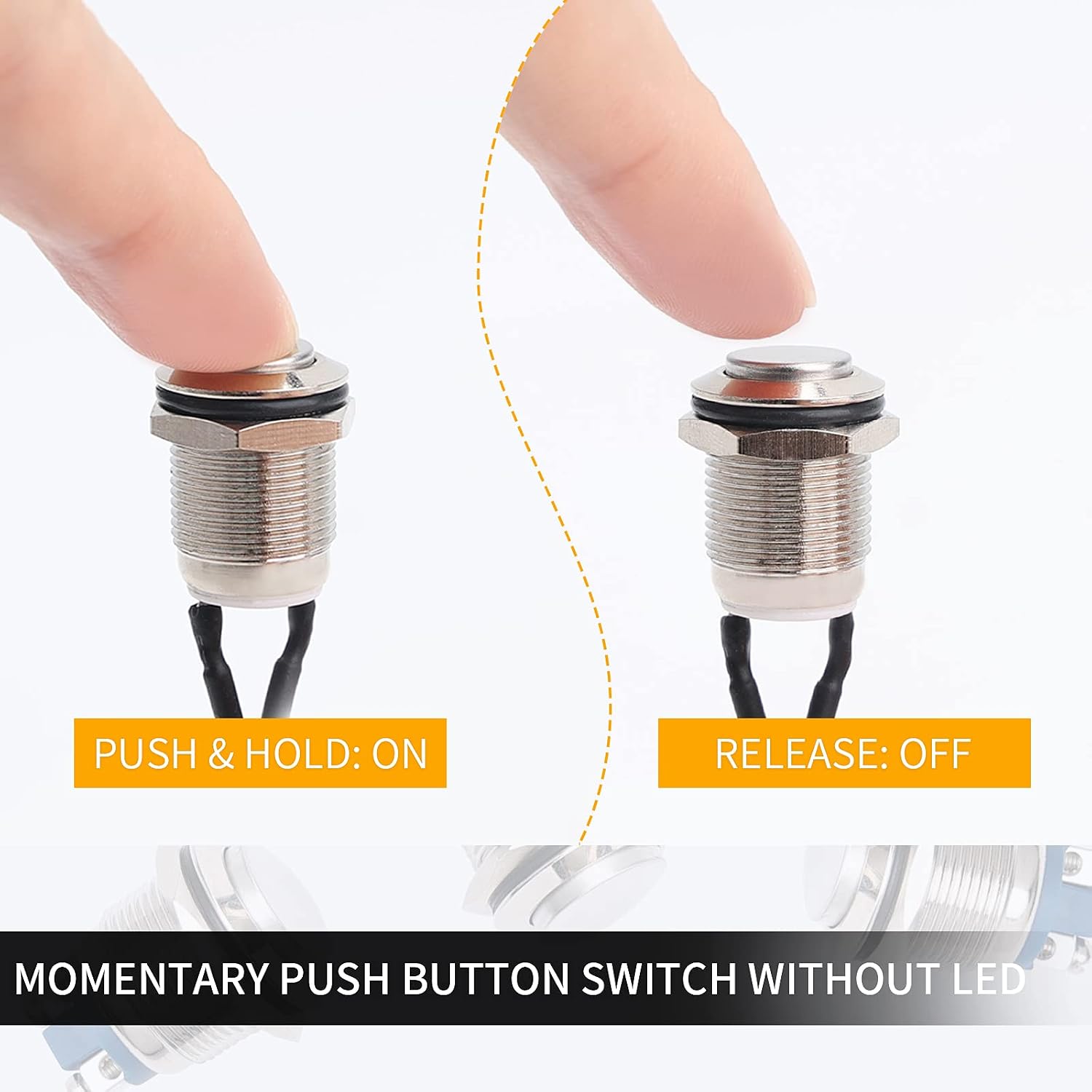 5pcs 12mm Momentary Push Button Switch Silver Shell with pre-Wiring