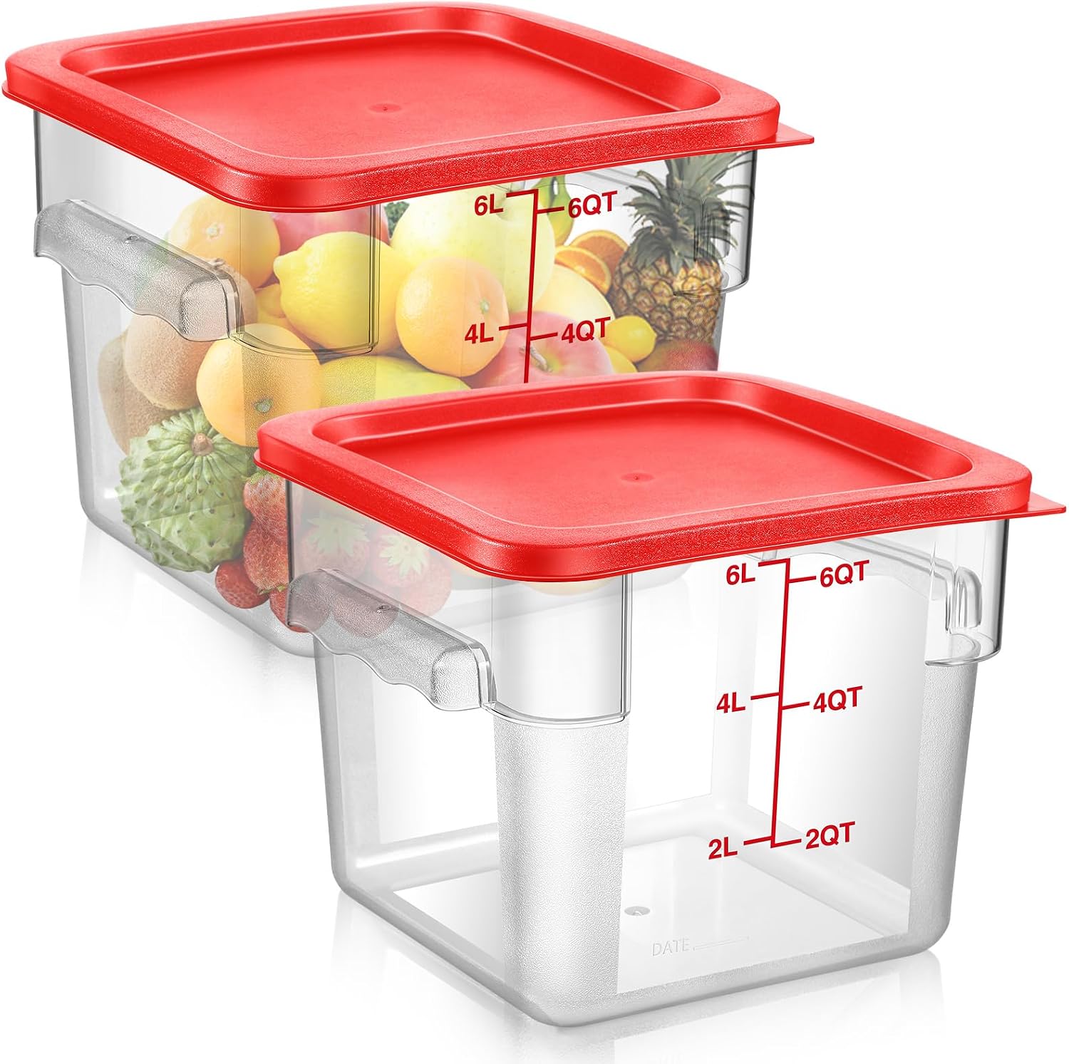 2 Pcs Square Clear Food Storage Container with Lid