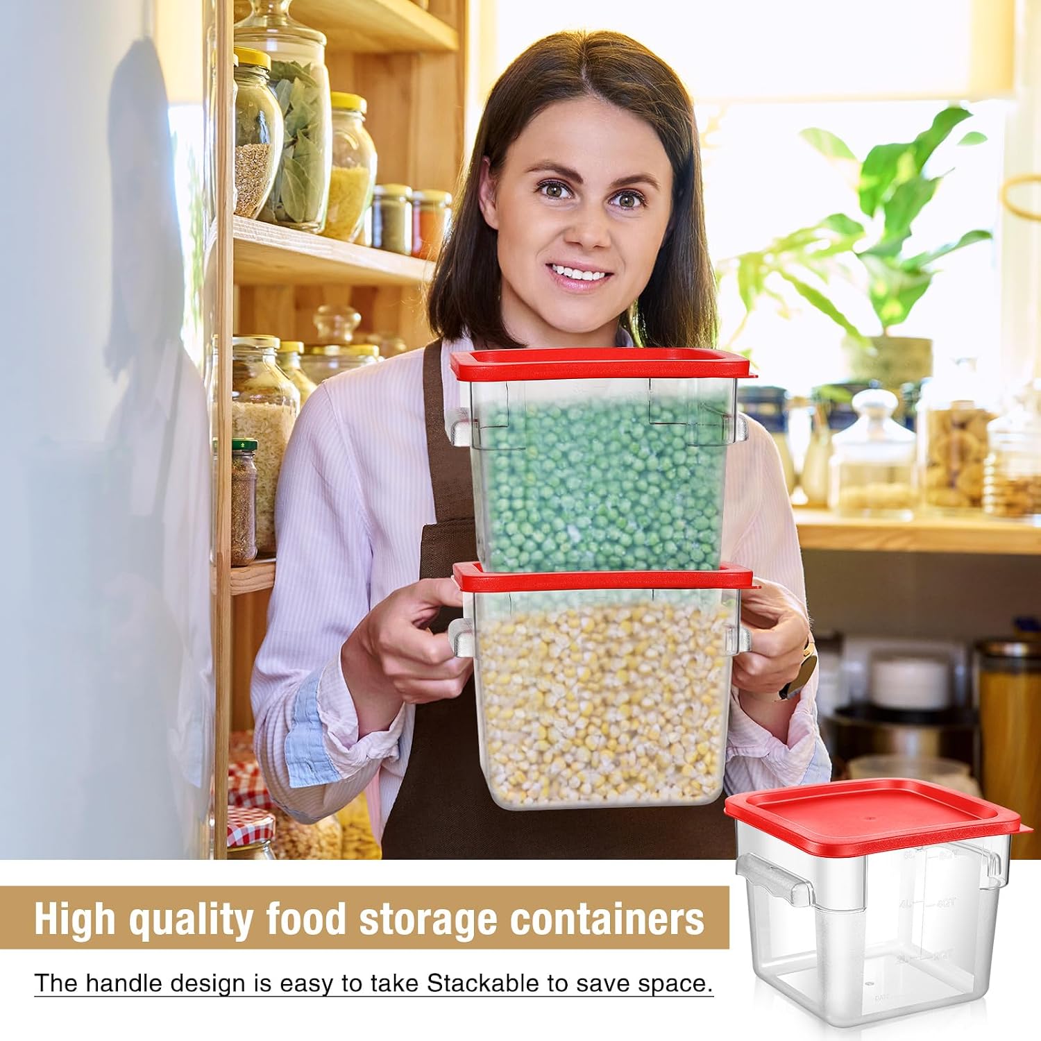 2 Pcs Square Clear Food Storage Container with Lid