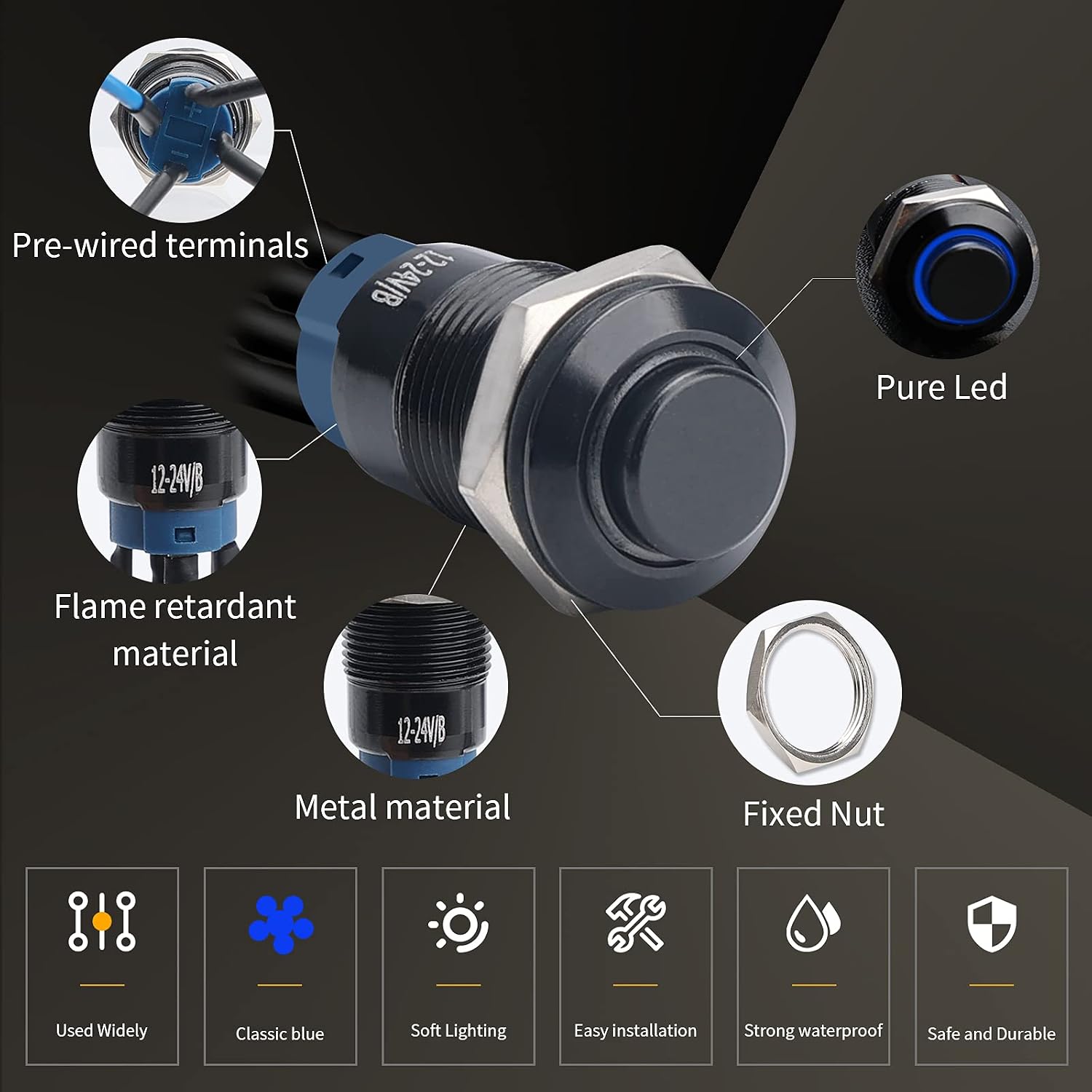 5pcs 12mm Momentary led Push Button Switch