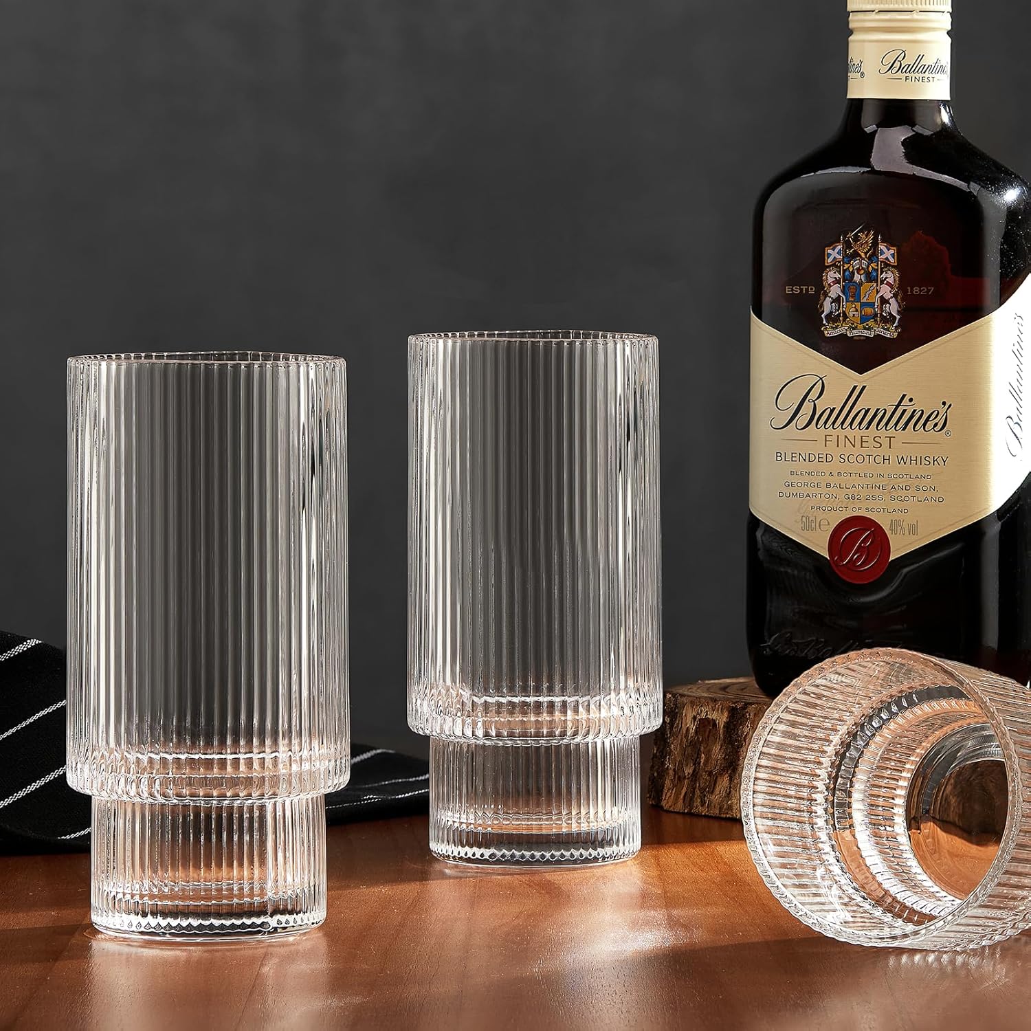 6 Pack Ribbed Drinking Glasses