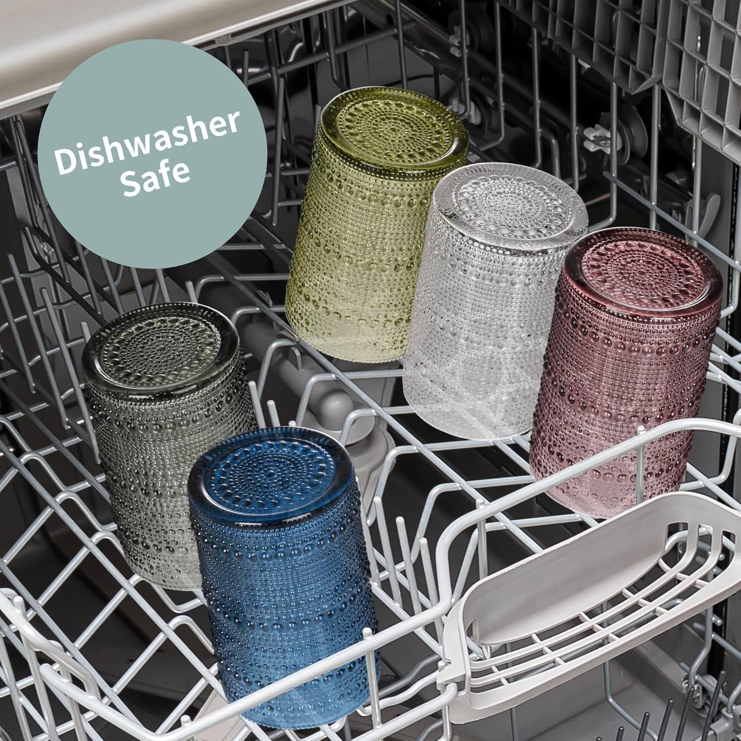 Colored Hobnail Drinking Glasses Set of 6