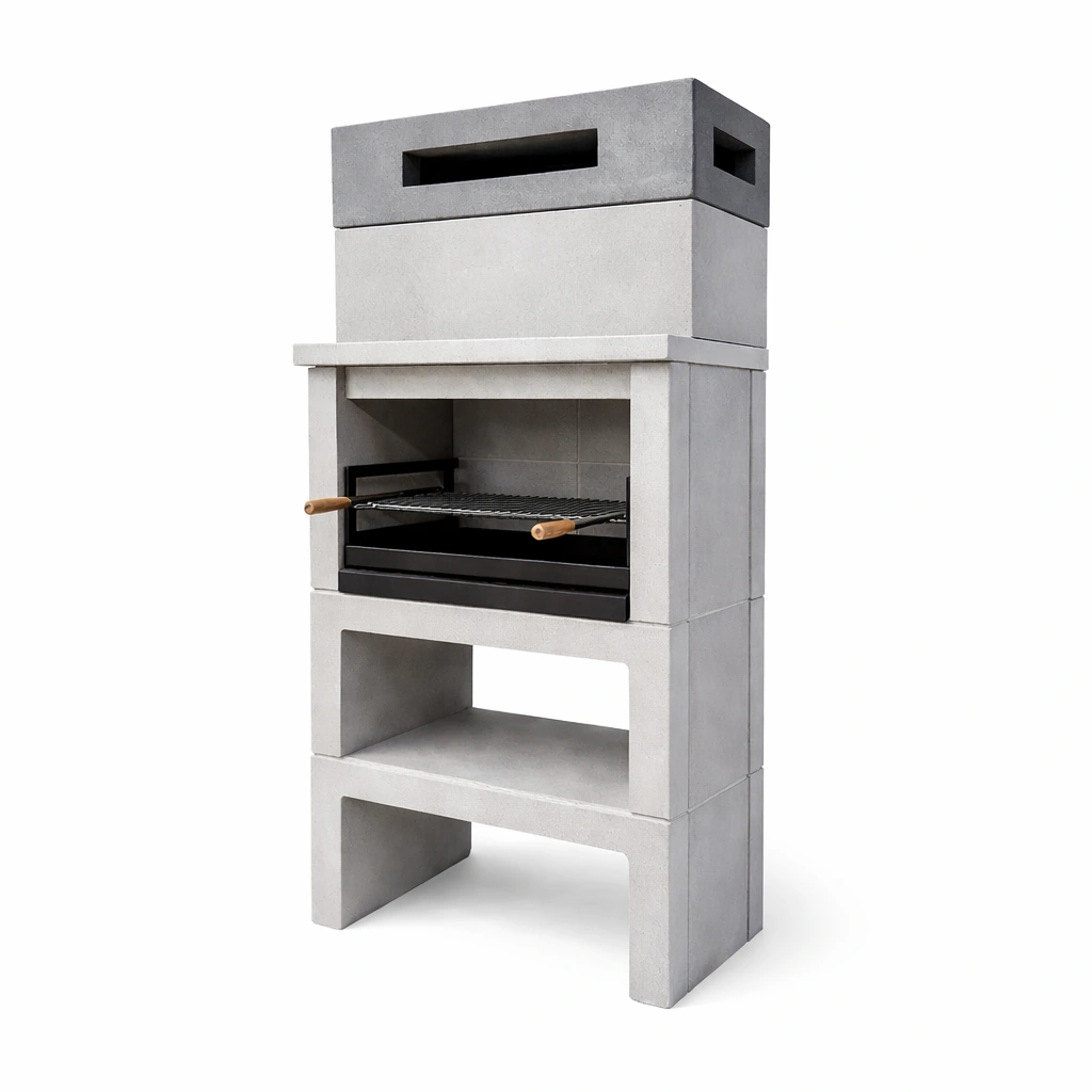 Grillkamin Beton mit Stahlrost Grau-HOMECRAFTORY