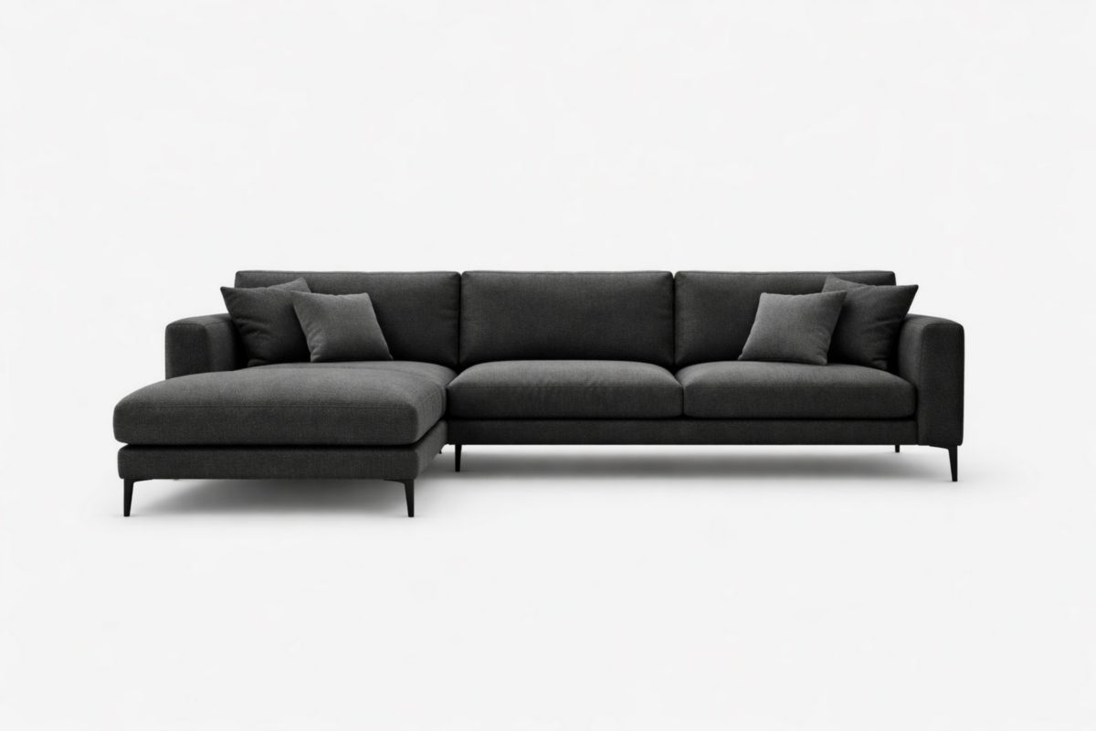 Ecksofa Stoff Dunkelgrau L-Form 275 cm x 210 cm