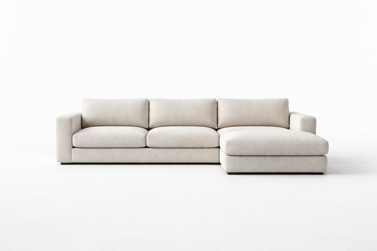 Ecksofa Stoff Beige L-Form 300x200cm