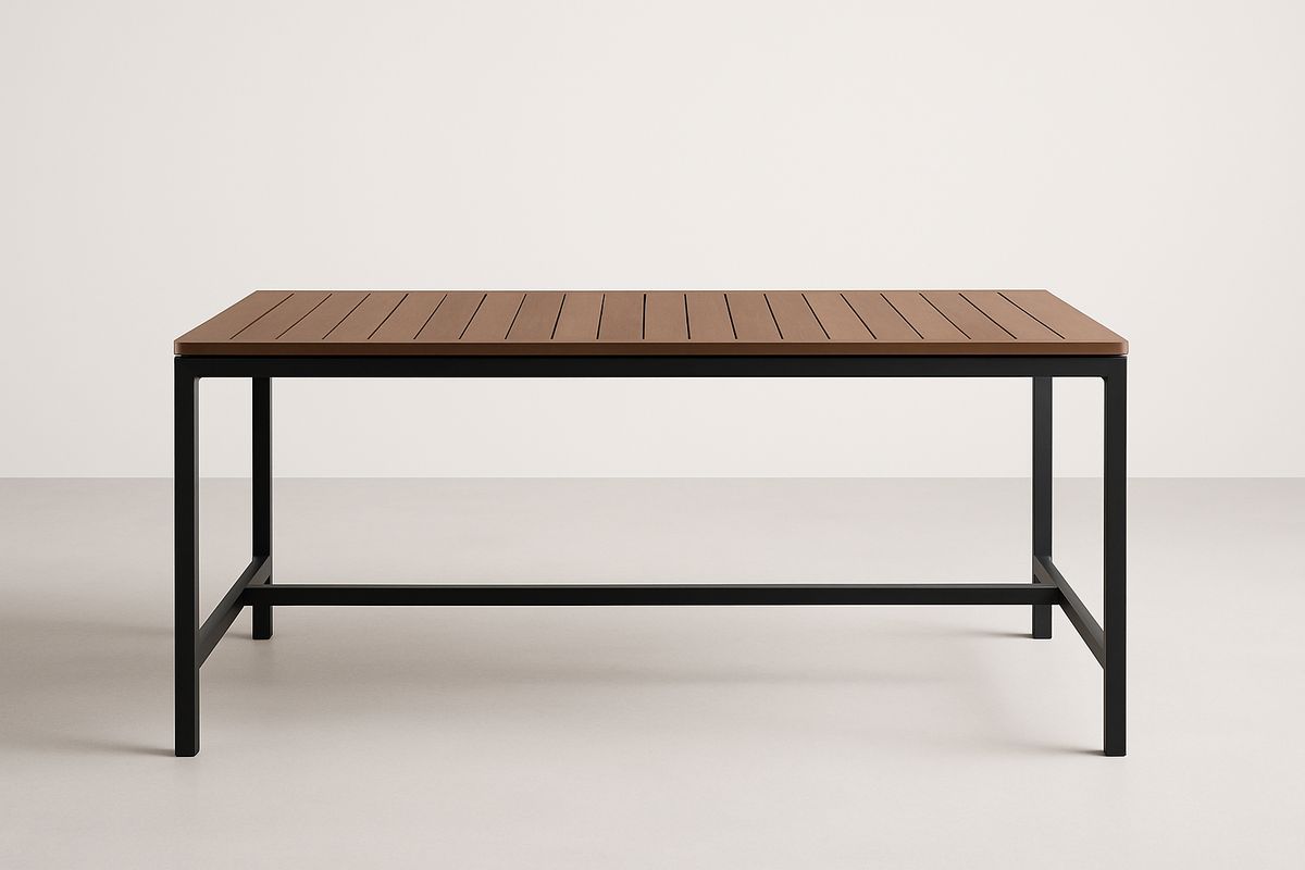 Gartentisch Metallrahmen Holzverbund Braun 150cm x 90cm x 75cm