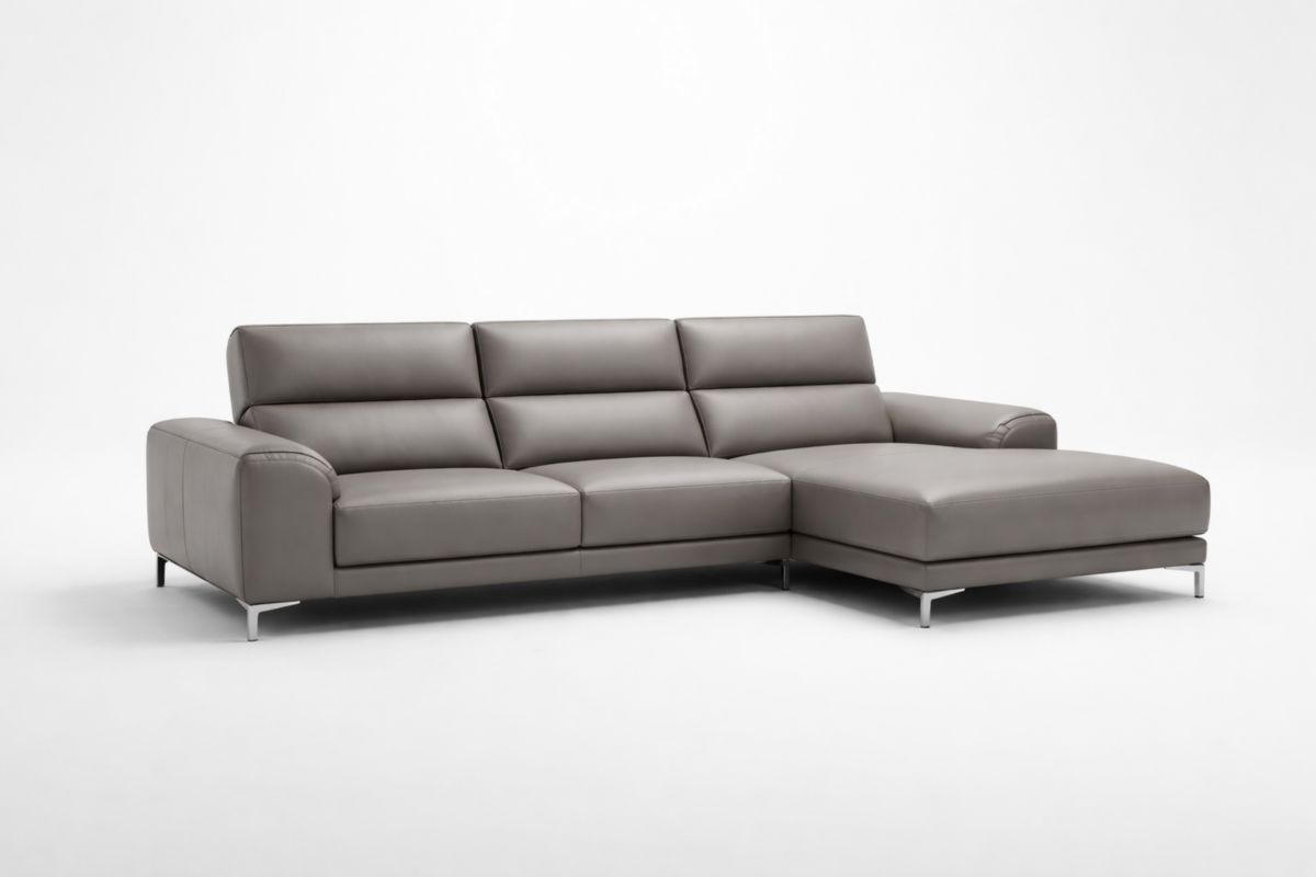 L-förmiges Ecksofa Leder Grau