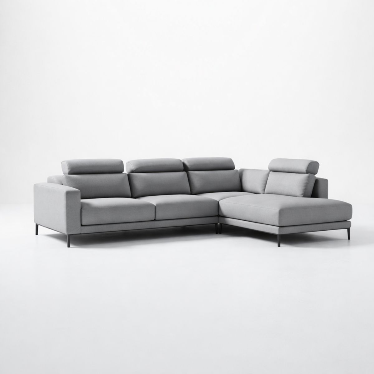Modulares Ecksofa Grau Polyestergewebe Metallbeine 275x175x85 cm