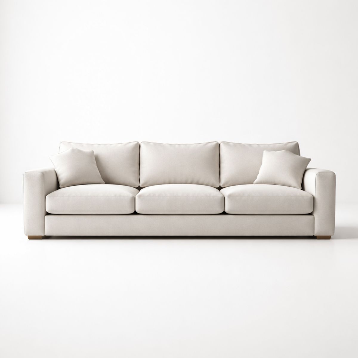 Stoffsofa Dreisitzer Beige mit Kissen