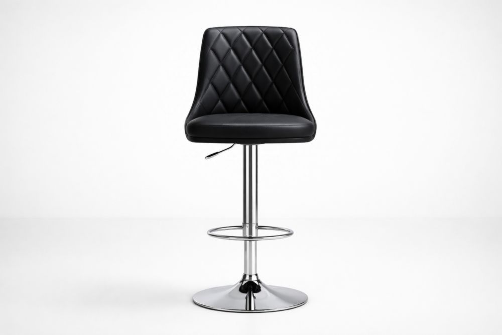 Barhocker mit Kunstleder Sitz Schwarz Höhenverstellbar