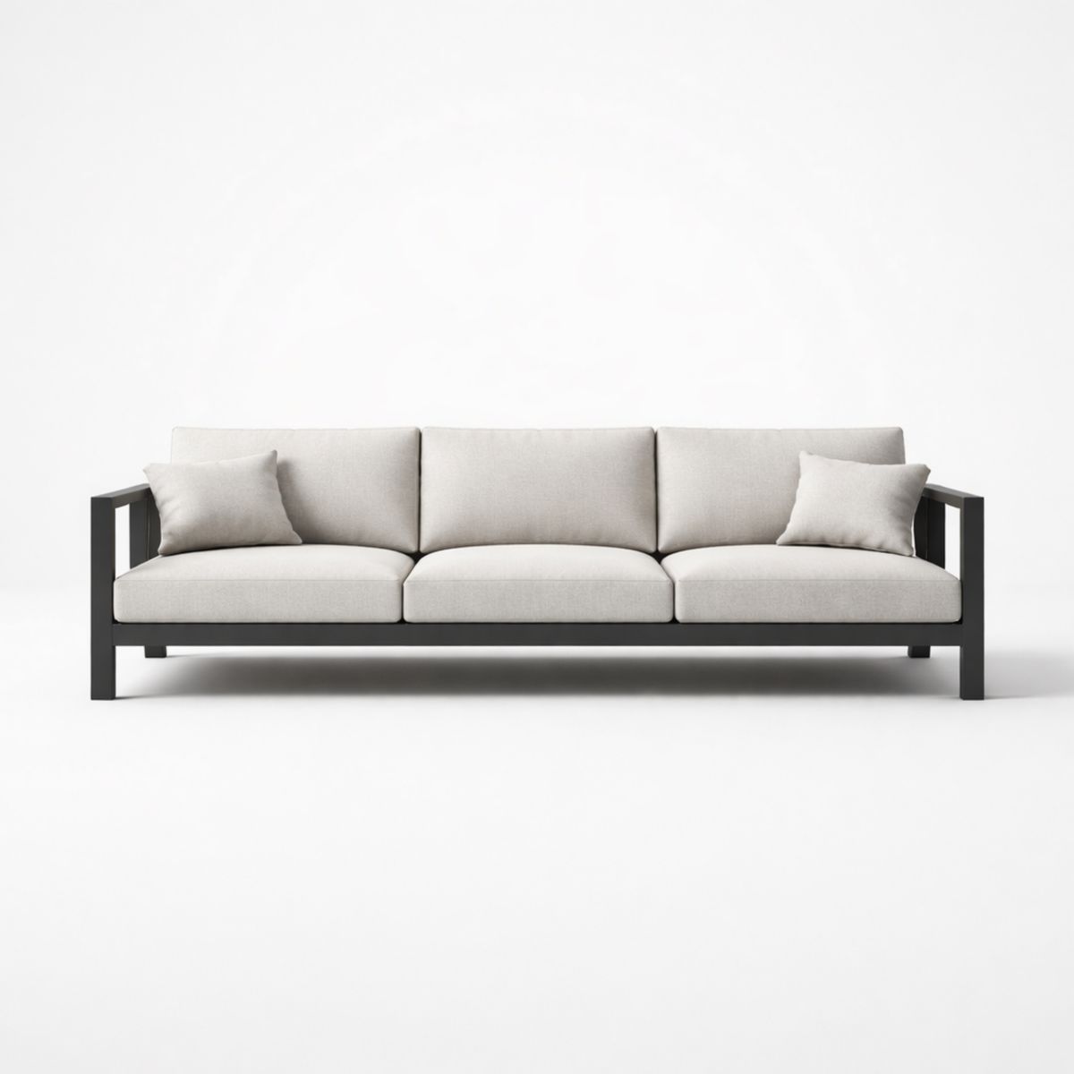 3-Sitzer Sofa mit Metallrahmen und Polyesterbezug Beige 220cm