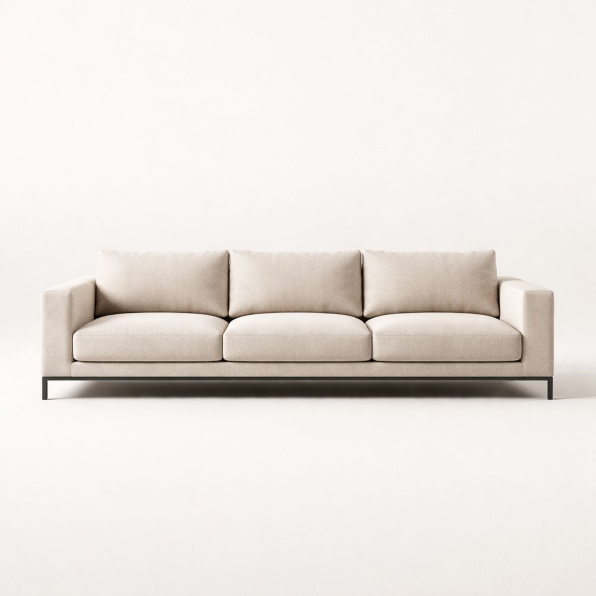 Dreisitzer Sofa Beige Leinen Metallrahmen 230cm