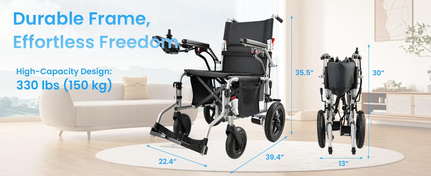 【Zygenair】 Electric Wheelchair for Adults Lightweight Foldable Power Wheelchair with 500W Dual Motors 15 Miles Range All Terrain Wheels 330 lbs Capacity Enhanced Safety Features Durable Shock Absorbing Posture Aid