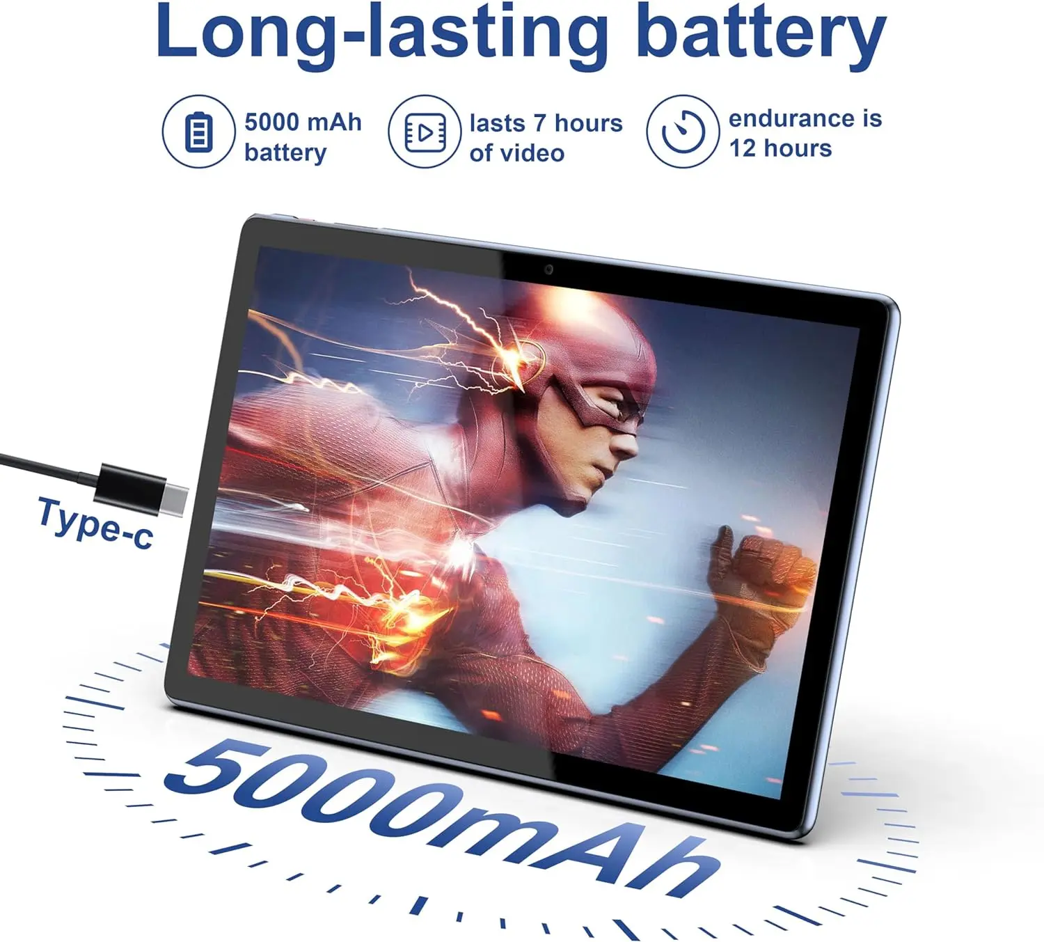 Protector de pantalla de 10.1 pulgadas para tablets Android 14 (con funda incluida) — 6 GB (2+4) + 64 GB, procesador de cuatro núcleos, cámara dual de 5+8 MP — Ideal para regalar — Con Bluetooth inalámbrico y cámara trasera (estilo smartphone)