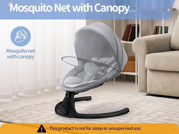LAREX Baby Swing for Infants | Electric Bouncer for Babies,Portable Swing for Baby Boy Girl,Remote Control Indoor Baby Rocker with 5 Sway Speeds,1 Seat Positions,10 Music and Bluetooth