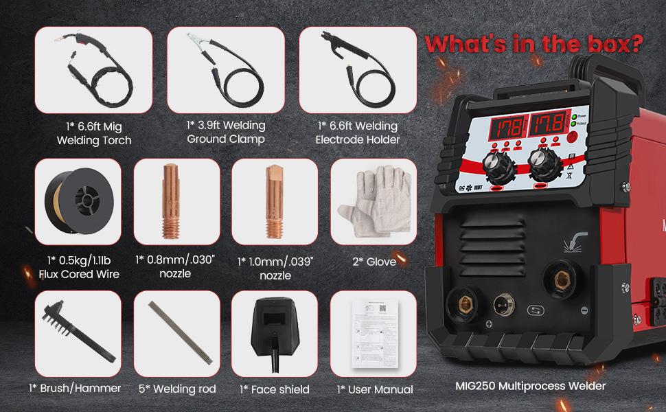 275A MIG Welder Machine Flux Core Gas/Gasless | 3-in-1 MIG TIG Stick Welder for Auto Repair & DIY