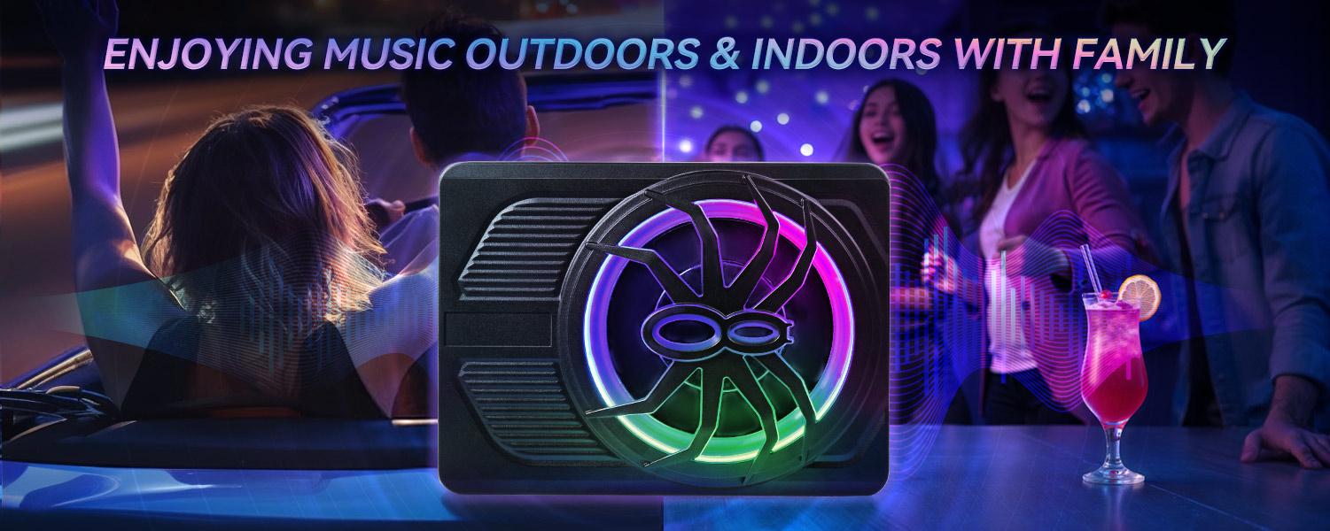 ANDEMAN Car Subwoofer with APP Control and Colour Light, 10'' Slim Under Seat Powered Car Subwoofer w/Built-in Amplifier & Hi/Lo Input, Bass Speaker Subwoofer for Car/Truck/SUV/Jeep/MPV
