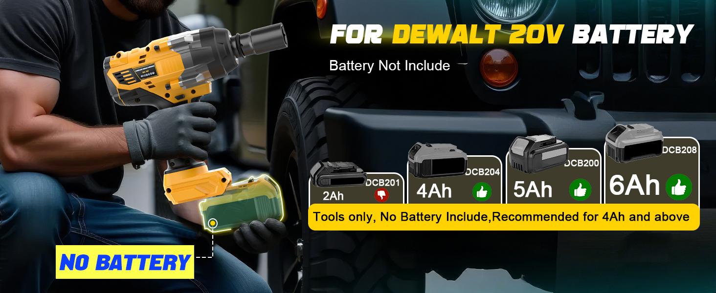 1700Ft-lbs (2300N.m) Cordless Impact Wrench 1/2" Compatible with Dewalt/Milwaukee Battery(No Battery!!),Brushless Impact Gun with 4 Modes & LED Light for CarTruck fathers day gift