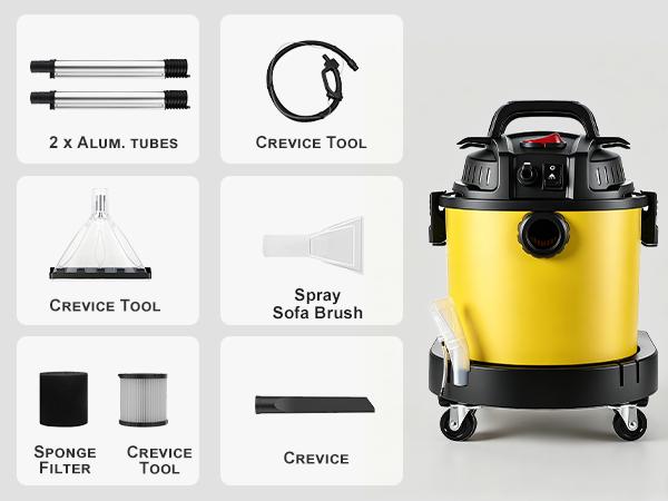 PRETEC 5.5+1 Gallon Wet & Dry Vacuum – 17 kPa Powerful Suction, 4-in-1 Multi-Purpose Cleaner with 15 ft Cord, Quiet 70 dB Operation – Ideal for Dog Hair, Garage, Home & Car PRETEC 5.5+1 Gallon Wet & Dry Vacuum – 17 kPa Powerful Suction, 4-in-1 Multi-Purpose Cleaner with 15 ft Cord, Quiet 70 dB Operation – Ideal for Dog Hair, Garage, Home & Car