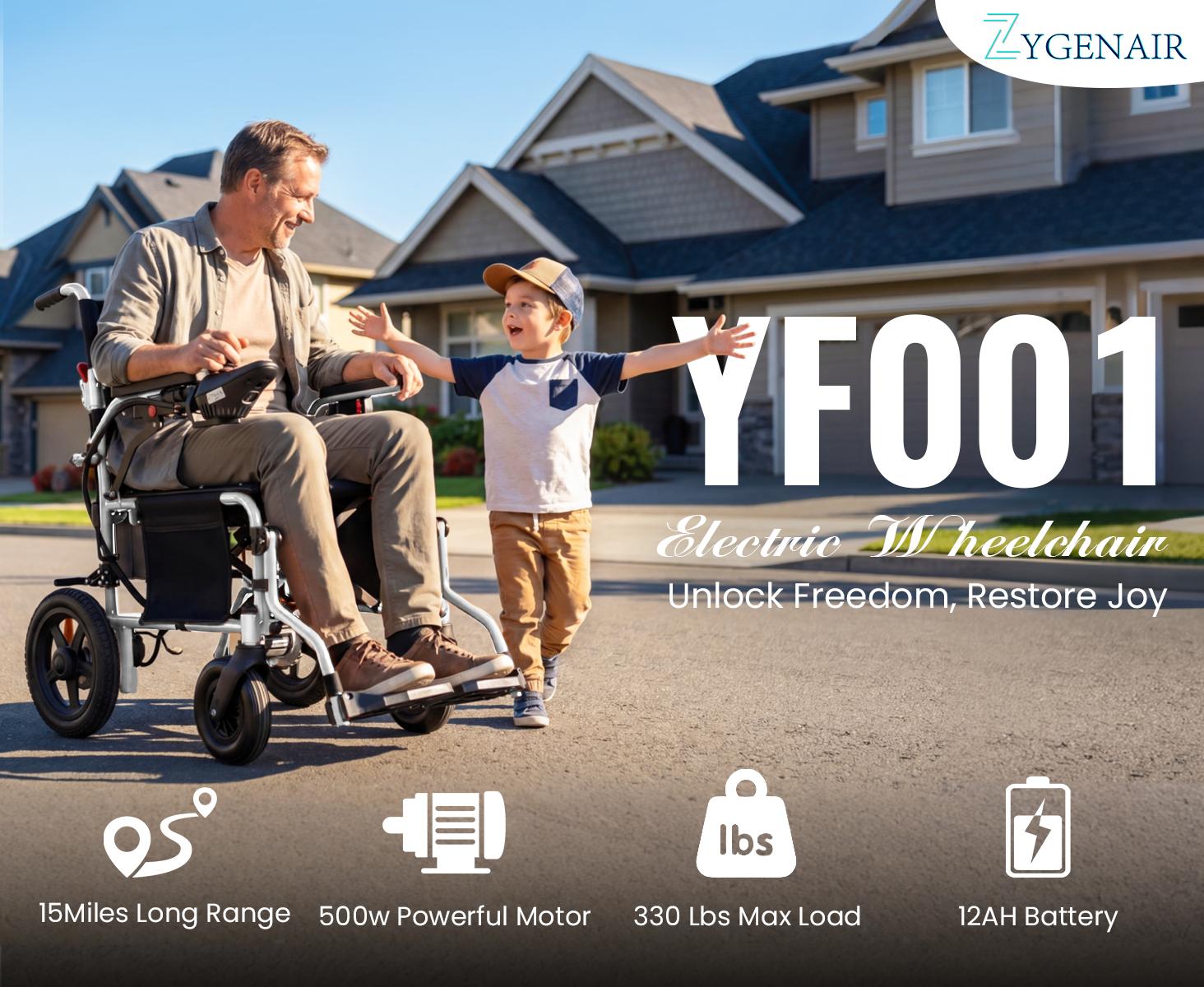 【Zygenair】 Electric Wheelchair for Adults Lightweight Foldable Power Wheelchair with 500W Dual Motors 15 Miles Range All Terrain Wheels 330 lbs Capacity Enhanced Safety Features Durable Shock Absorbing Posture Aid