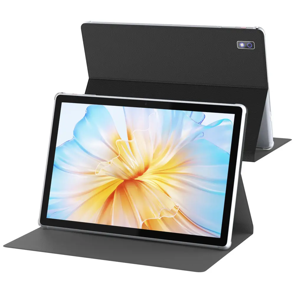 Protector de pantalla de 10.1 pulgadas para tablets Android 14 (con funda incluida) — 6 GB (2+4) + 64 GB, procesador de cuatro núcleos, cámara dual de 5+8 MP — Ideal para regalar — Con Bluetooth inalámbrico y cámara trasera (estilo smartphone)