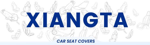 XIANGTA Luxury Leather 5-Seater Car Seat Covers, Universal Safety Airbag Interface, Waterproof Easy-Clean Interior Replacement, Full-Set Black for Trucks, Black-Blue Stitched Cushions with Red Stitching Decor, Car Seats Cover fathersdaygift