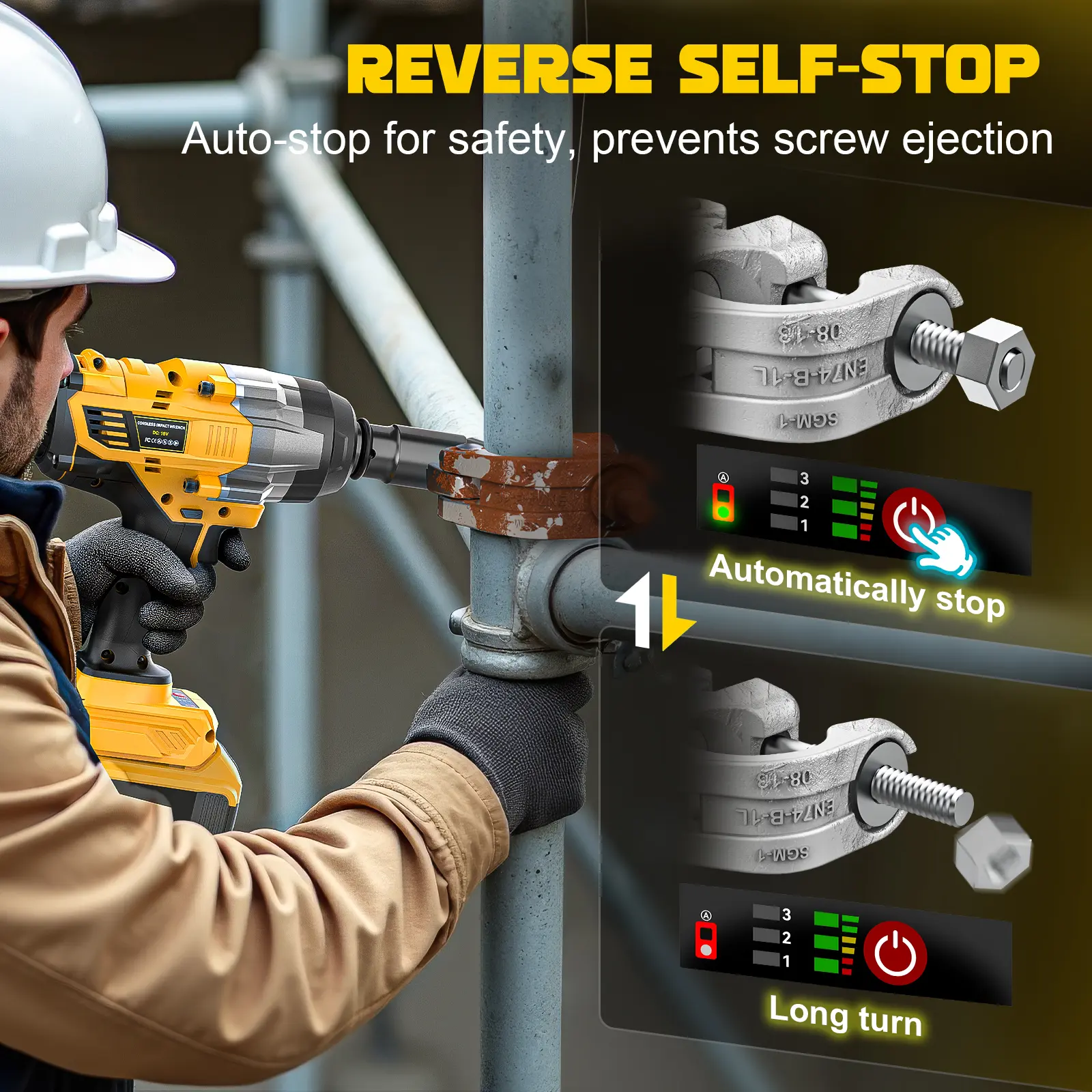 Llave de impacto inalámbrica de 1700 pies-libra para DeWalt y Milwaukee