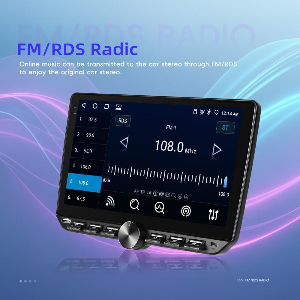 10.1" Android 15 Car Stereo MP5 Player, 4GB+64GB, Wireless CarPlay & Android Auto, FM/RDS, 6 RCA Output