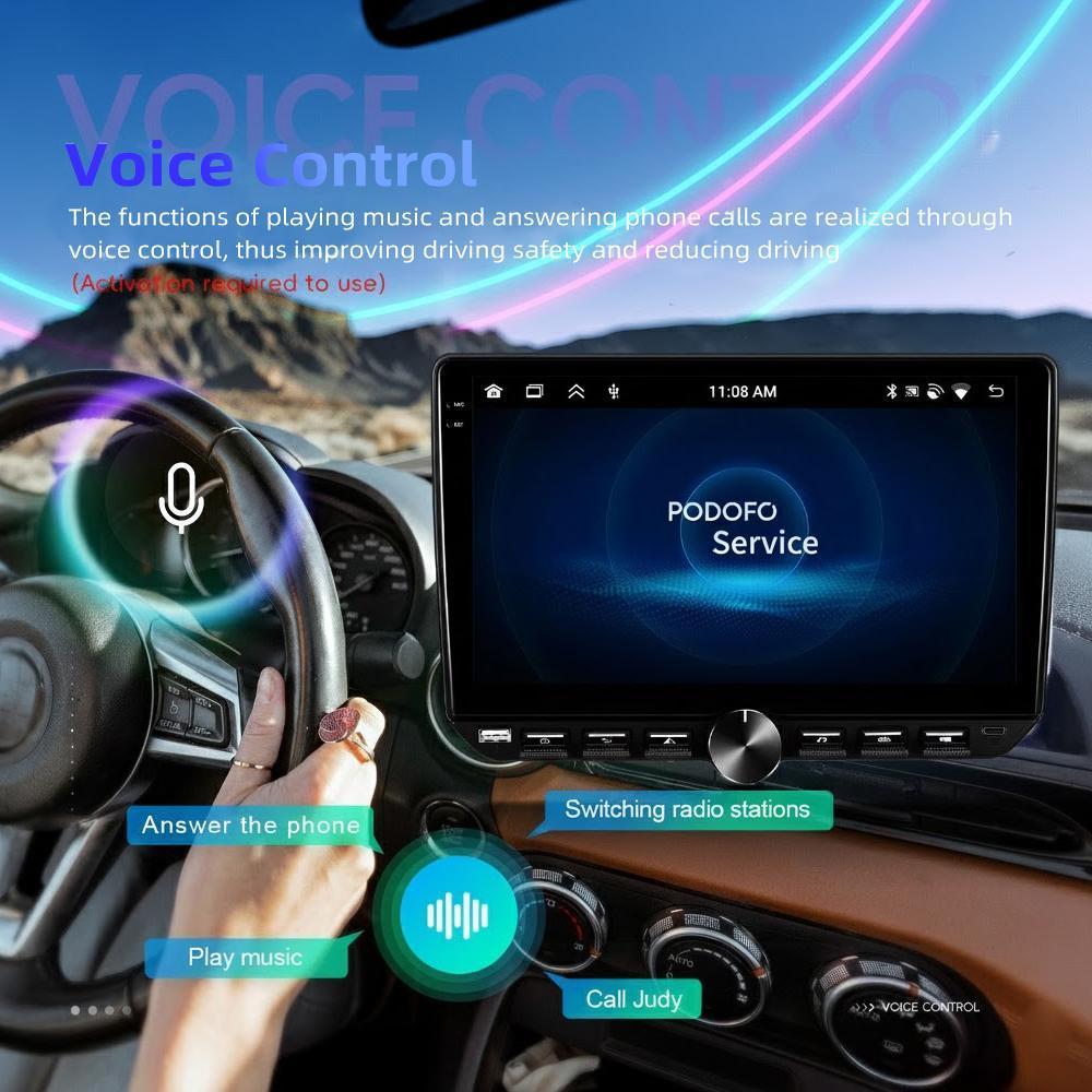 10.1" Android 15 Car Stereo MP5 Player, 4GB+64GB, Wireless CarPlay & Android Auto, FM/RDS, 6 RCA Output