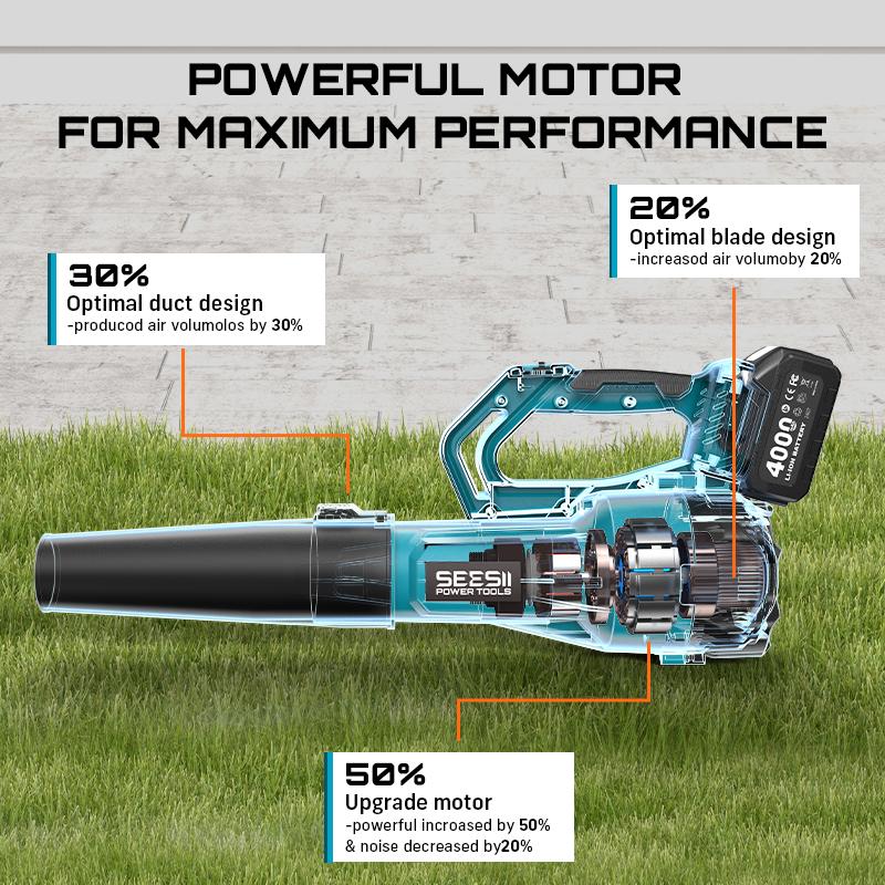 【FathersDay Gift】SEESII  Leaf Blower Cordless Electric Leaf Blower/Snow Blower  780CFM/440MPH Brushless Motor 2x4000mAh Batteries Handheld Snow Blower Variable Speed Control Turbo Button Electric Blower for Lawn Care Debris Dust Removal Outdoorfun