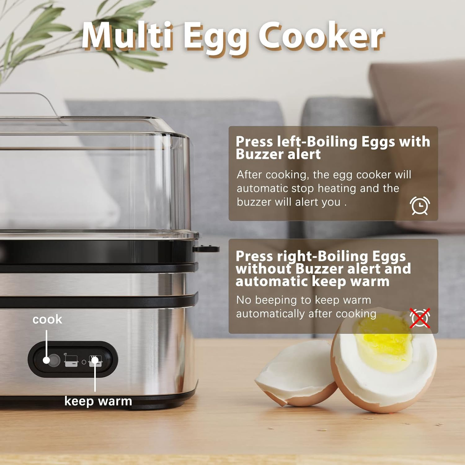 Evoloop - Olla de huevos rápida eléctrica, capacidad de 6 huevos, suave, mediano, hervida, cazador furtivo para huevos con apagado automático, sin BPA