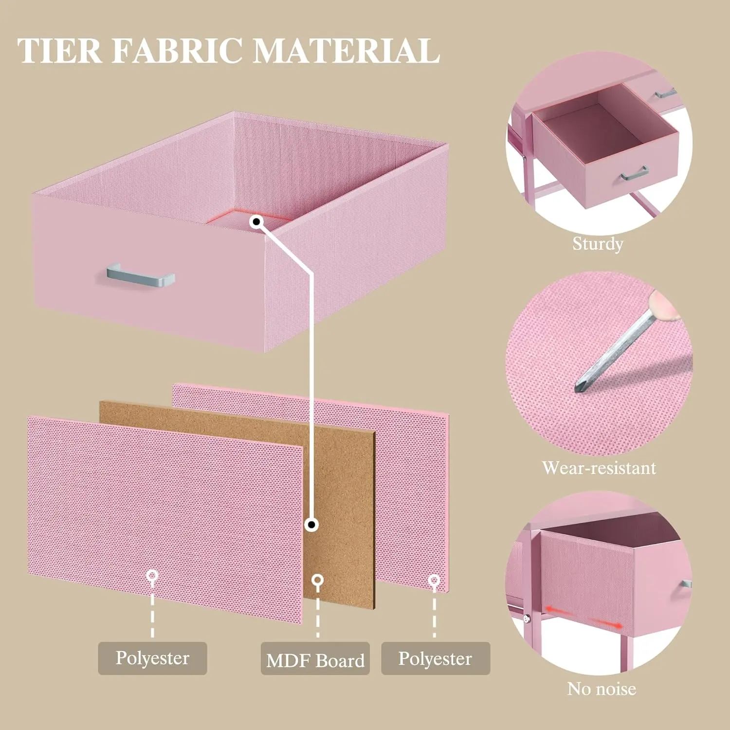 Tocador de maquillaje con espejo y luces, tocador compacto con cajón de almacenamiento de tela, silla y estantes; tocador rosa con panel abatible y toma de corriente para dormitorio.