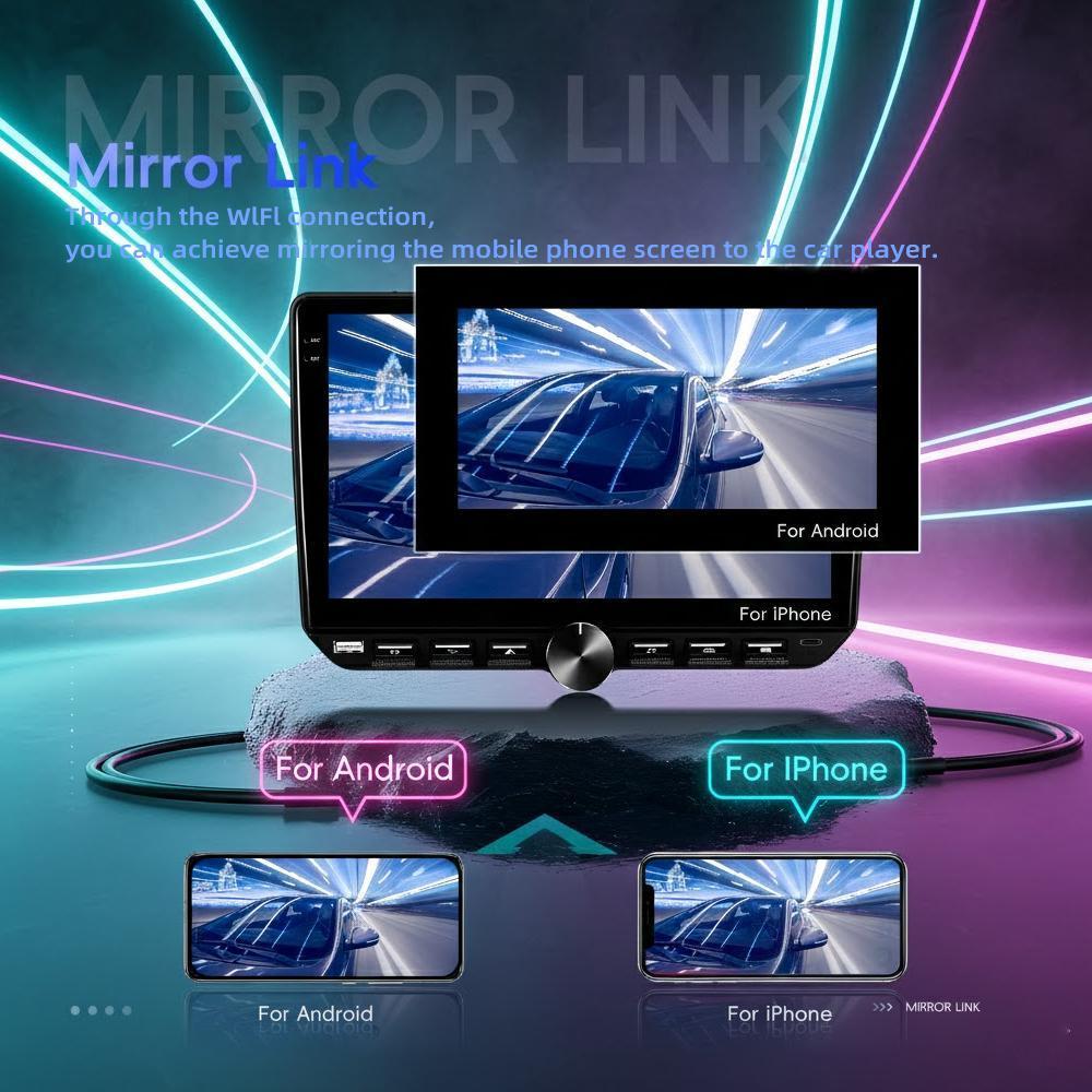 10.1" Android 15 Car Stereo MP5 Player, 4GB+64GB, Wireless CarPlay & Android Auto, FM/RDS, 6 RCA Output