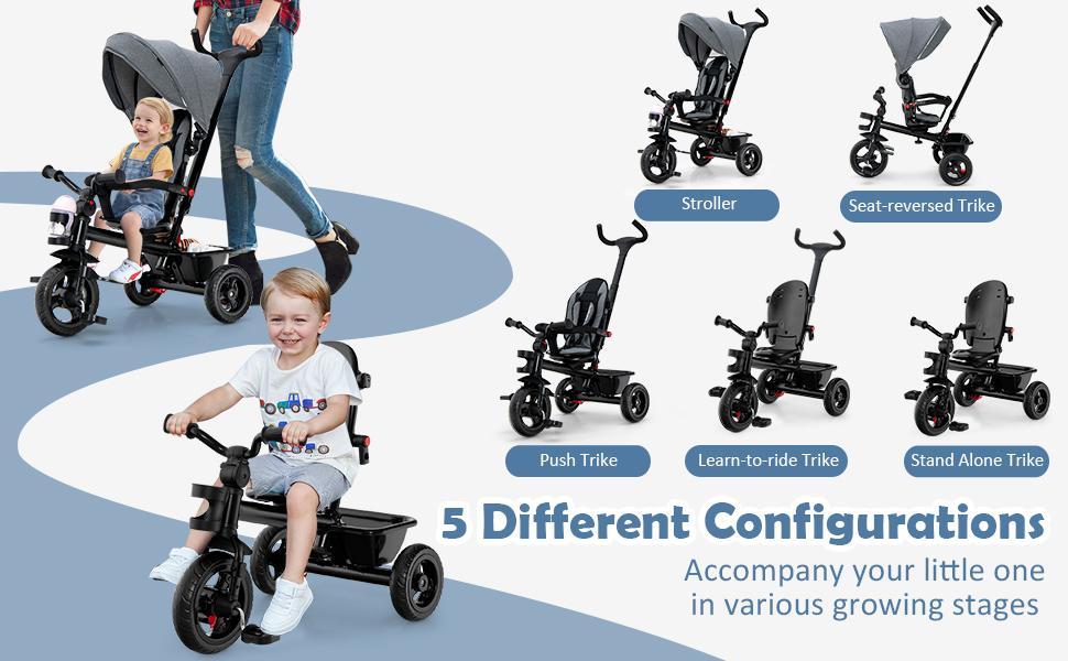 Costzon Tricycle, Toddler Bike W/Removable Push Handle, Reversible Seat, EVA Wheel, Adjustable Canopy, Cup Holder & Storage,mothersdaygift,Summervibes Costzon Tricycle, Toddler Bike W/Removable Push Handle, Reversible Seat, EVA Wheel, Adjustable Canopy, Cup Holder & Storage,mothersdaygift,Summervibes