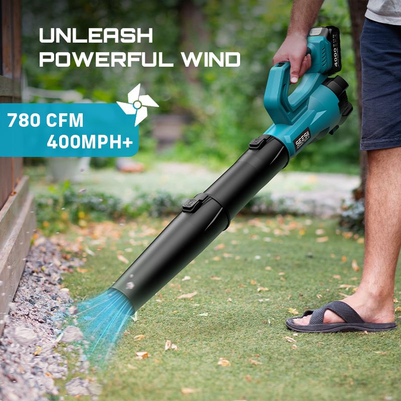 【FathersDay Gift】SEESII  Leaf Blower Cordless Electric Leaf Blower/Snow Blower  780CFM/440MPH Brushless Motor 2x4000mAh Batteries Handheld Snow Blower Variable Speed Control Turbo Button Electric Blower for Lawn Care Debris Dust Removal Outdoorfun