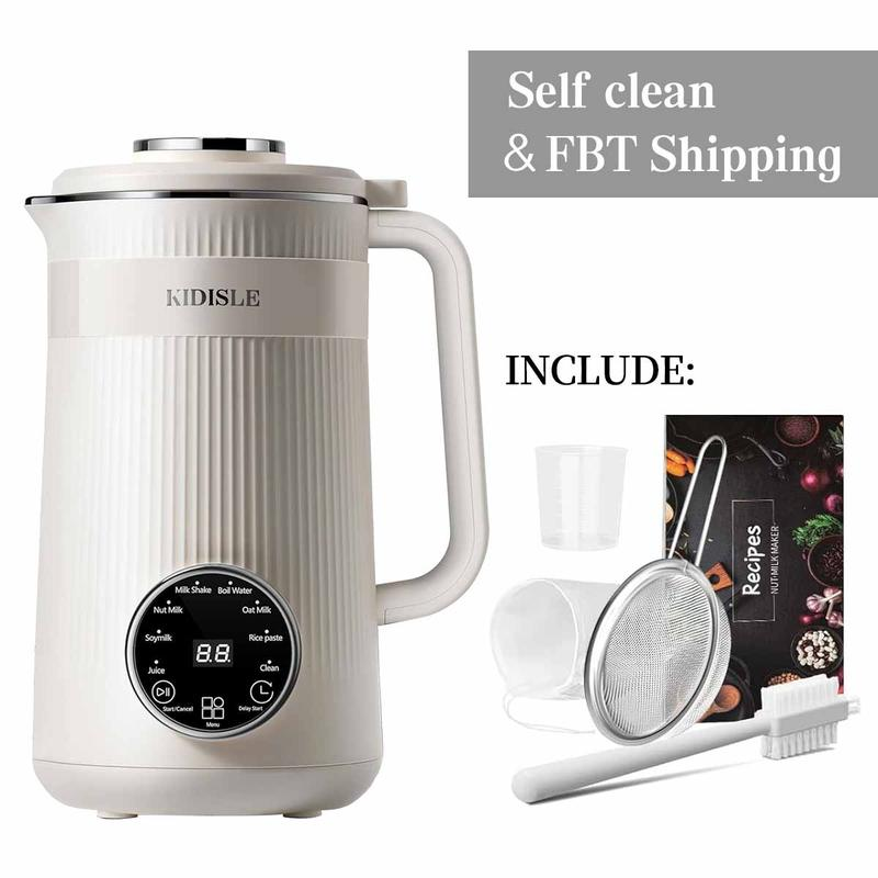 KIDISLE Máquina Automática de 32oz para Leche de Soja Casera de Almendra, Avena, Coco, Soja, Leches a Base de Plantas y Bebidas Sin Lácteos con Inicio Retraso/Mantener Caliente/Auto-Limpieza/Hervir
